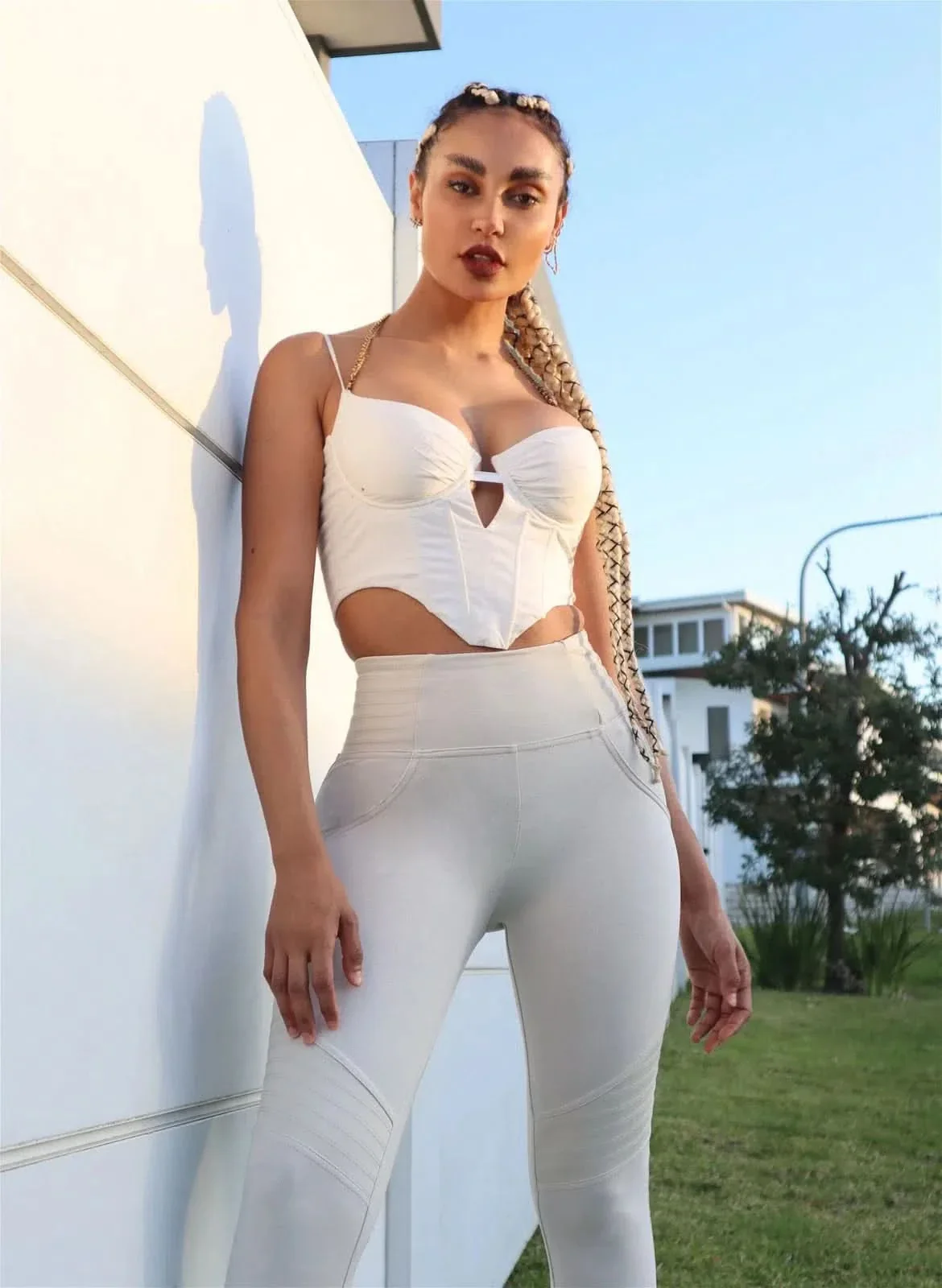WRUP Biker Fashion - High Waisted - 7/8 Length - Champagne - Image 3