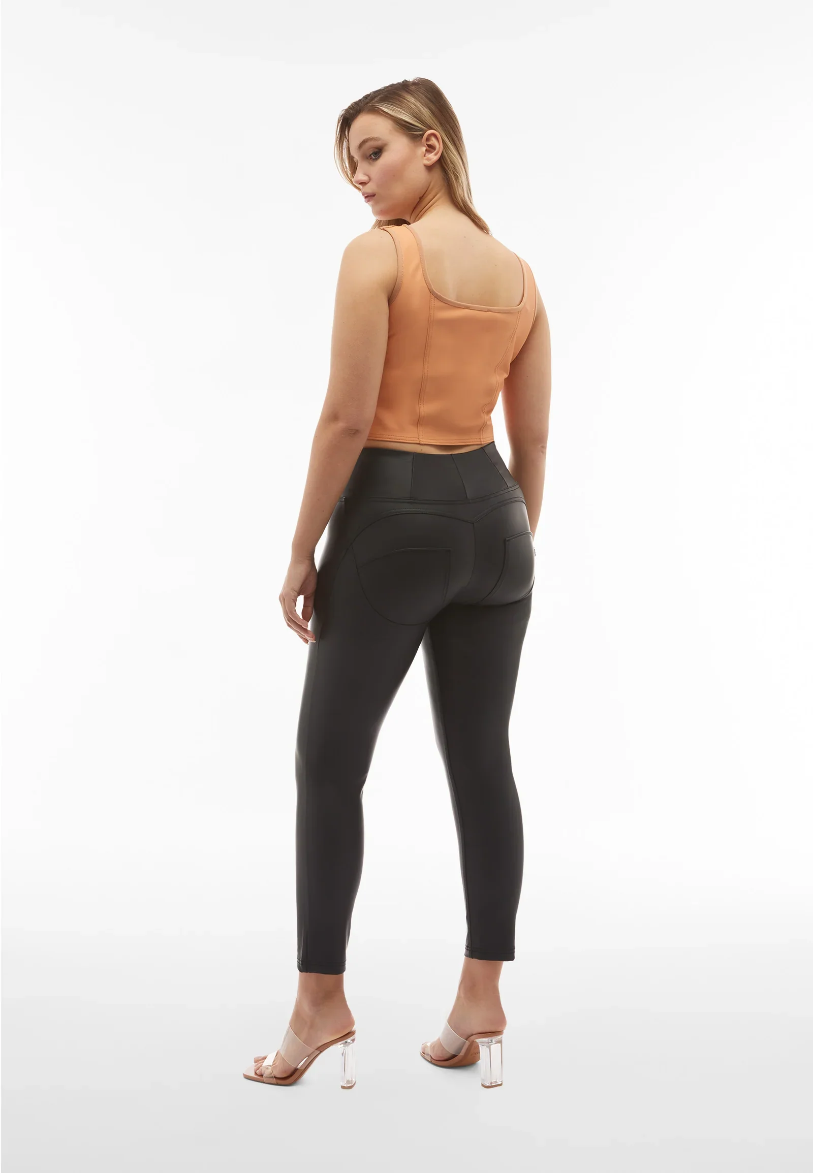 Faux Leather Crop Top - Clay - Image 4