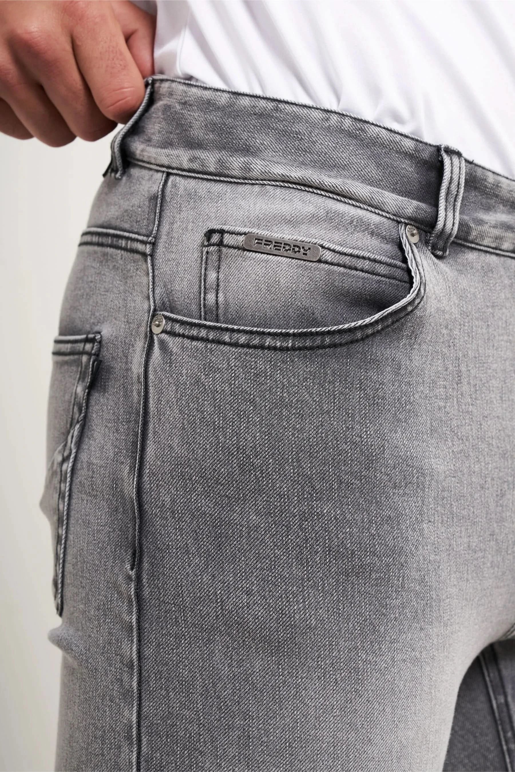 Freddy Men’s Jeans - Slate Gray with Black Stitching - Image 5