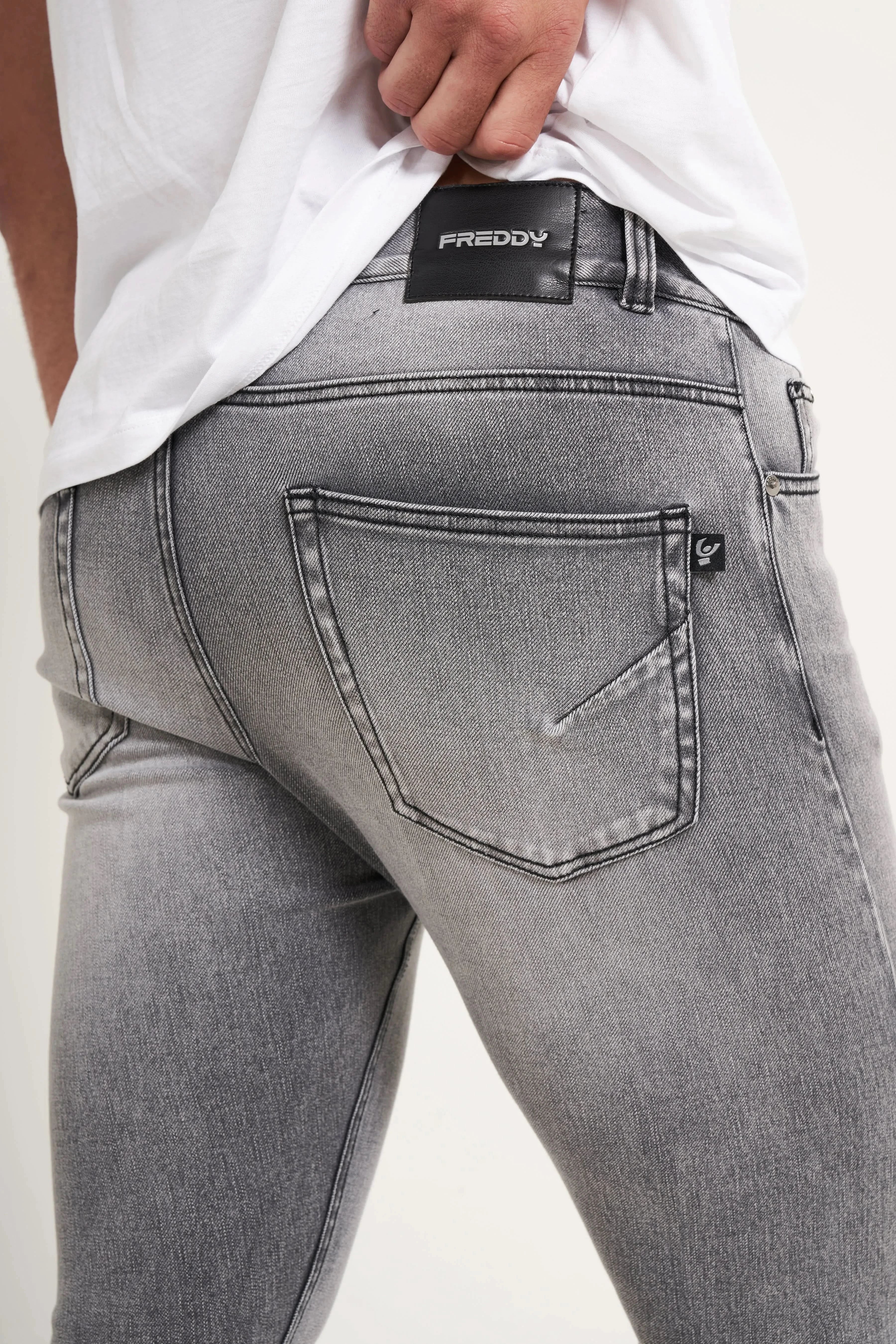 Freddy Men’s Jeans - Slate Gray with Black Stitching - Image 7
