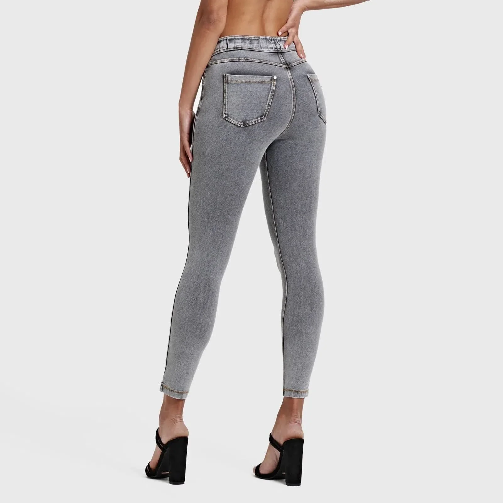 N.O.W® Denim - High Waisted - 7/8 Length - Grey + Yellow Stitching - Image 7
