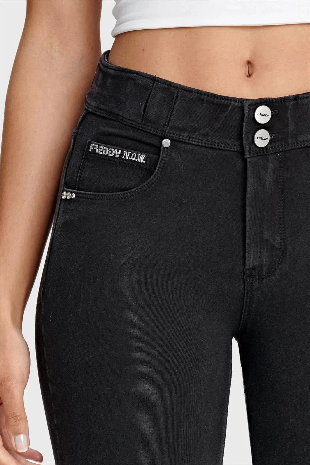 N.O.W® Denim - High Waisted - Full Length - Black + Black Stitching - Image 11