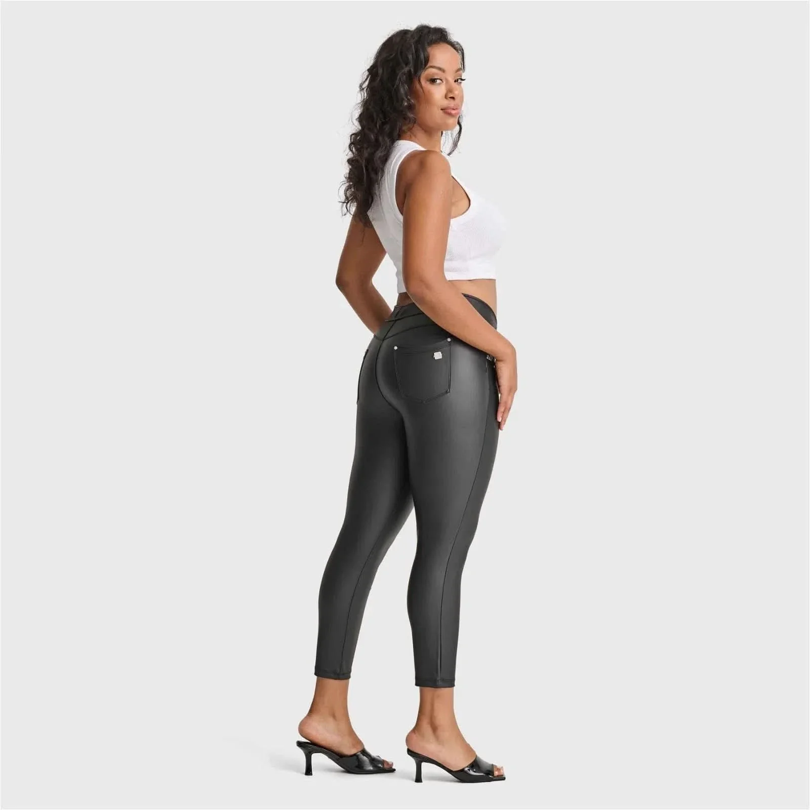 N.O.W® Faux Leather - High Waisted - 7/8 Length - Black - Image 4