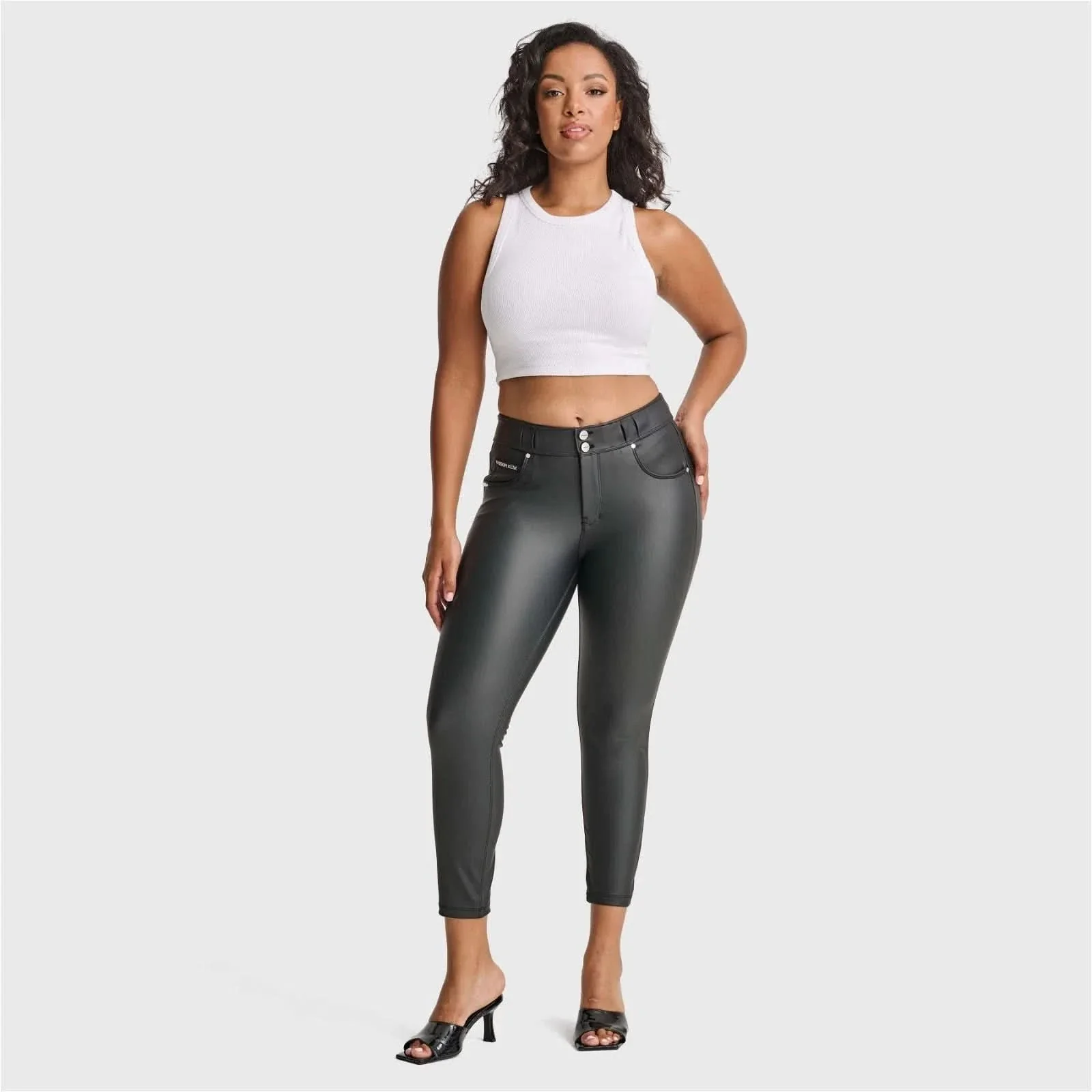N.O.W® Faux Leather - High Waisted - 7/8 Length - Black - Image 4