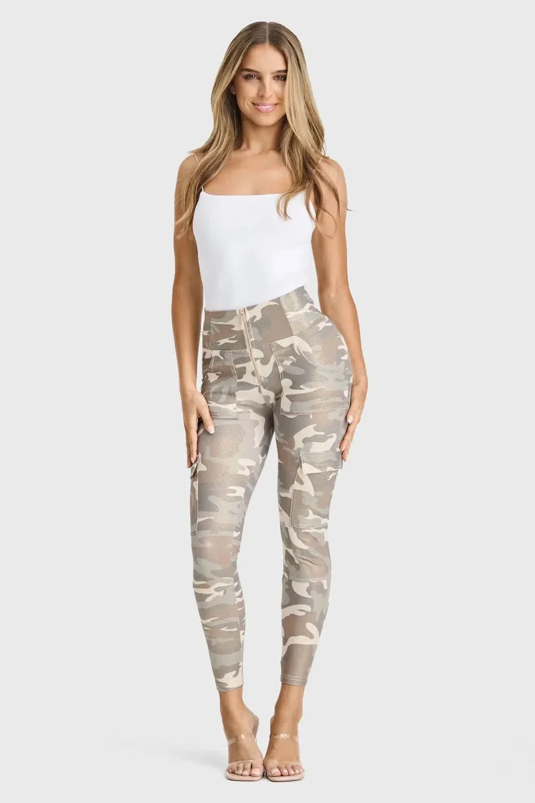 WRUP Cargo Fashion - High Waisted - 7/8 Length - Glitter Gold Camo - Image 3