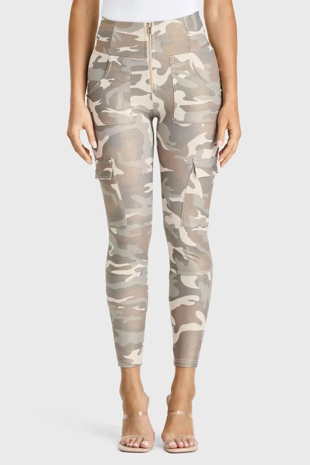 WRUP Cargo Fashion - High Waisted - 7/8 Length - Glitter Gold Camo - Image 5