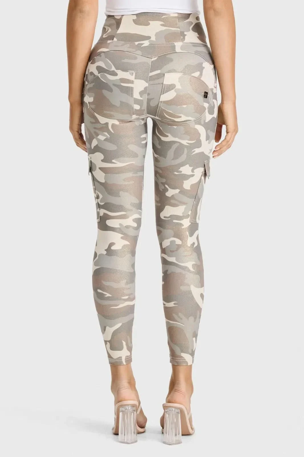WRUP Cargo Fashion - High Waisted - 7/8 Length - Glitter Gold Camo - Image 6