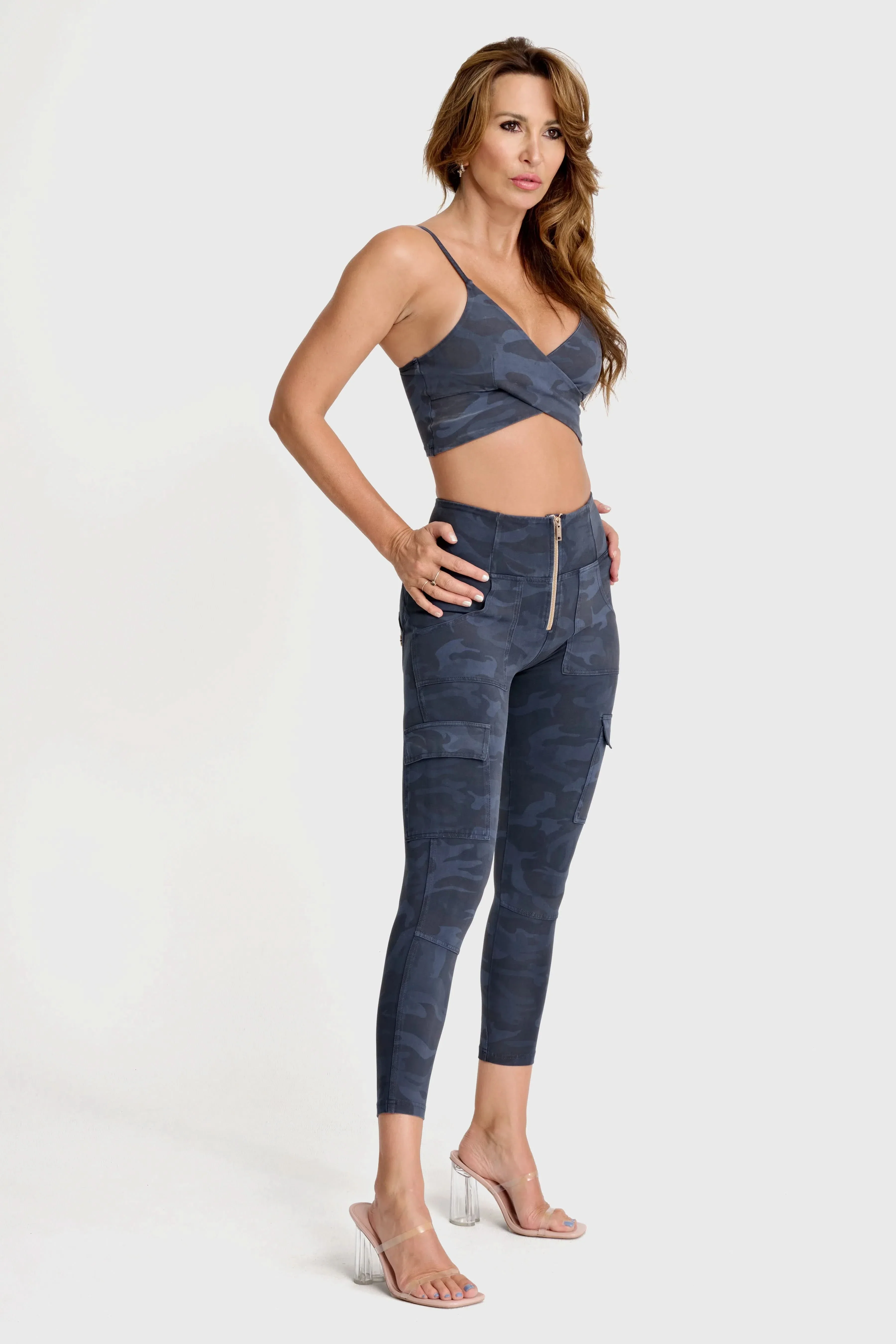WRUP Cargo Fashion - High Waisted - 7/8 Length - Navy Blue Camo - Image 4