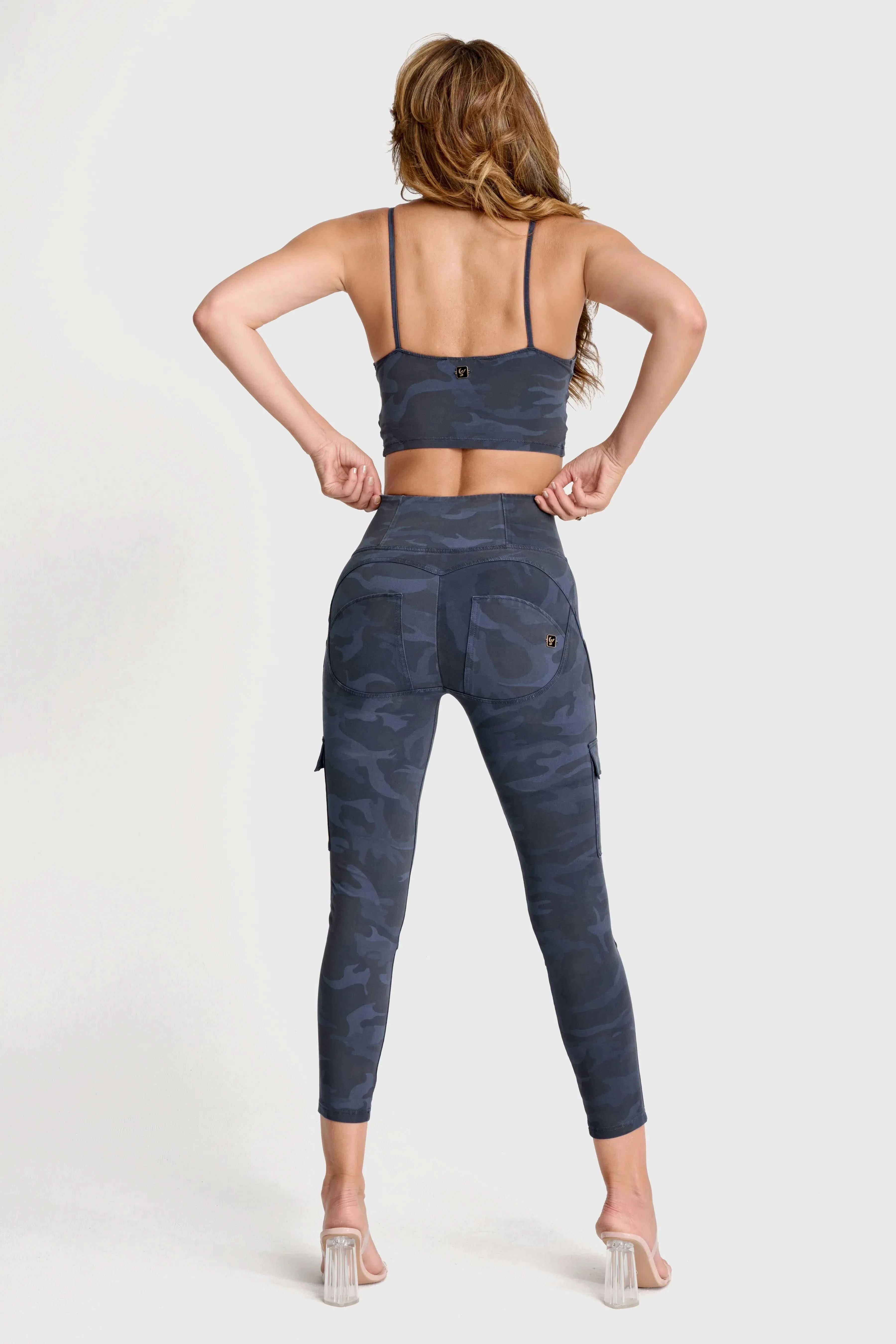 WRUP Cargo Fashion - High Waisted - 7/8 Length - Navy Blue Camo - Image 5
