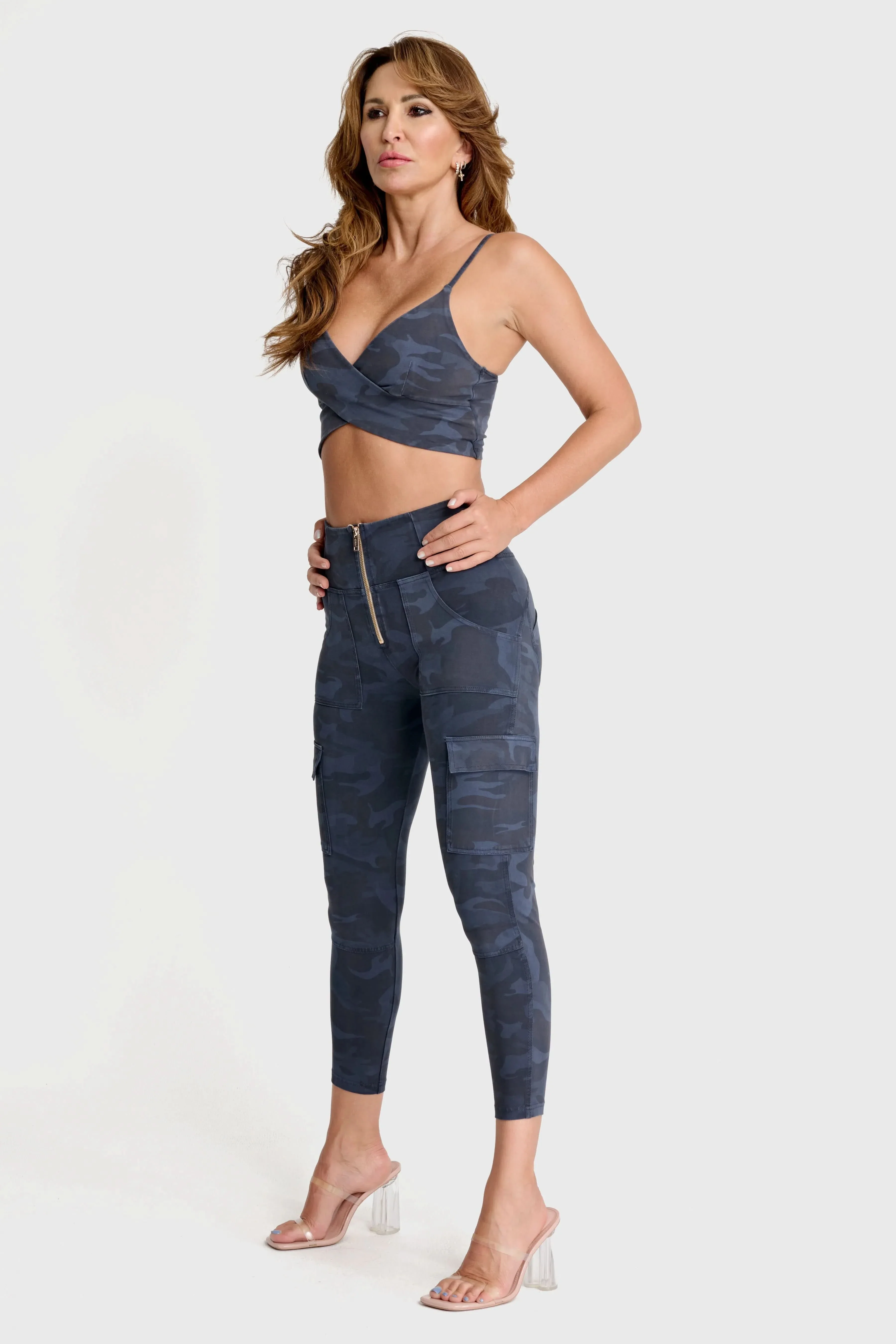 WRUP Cargo Fashion - High Waisted - 7/8 Length - Navy Blue Camo - Image 6