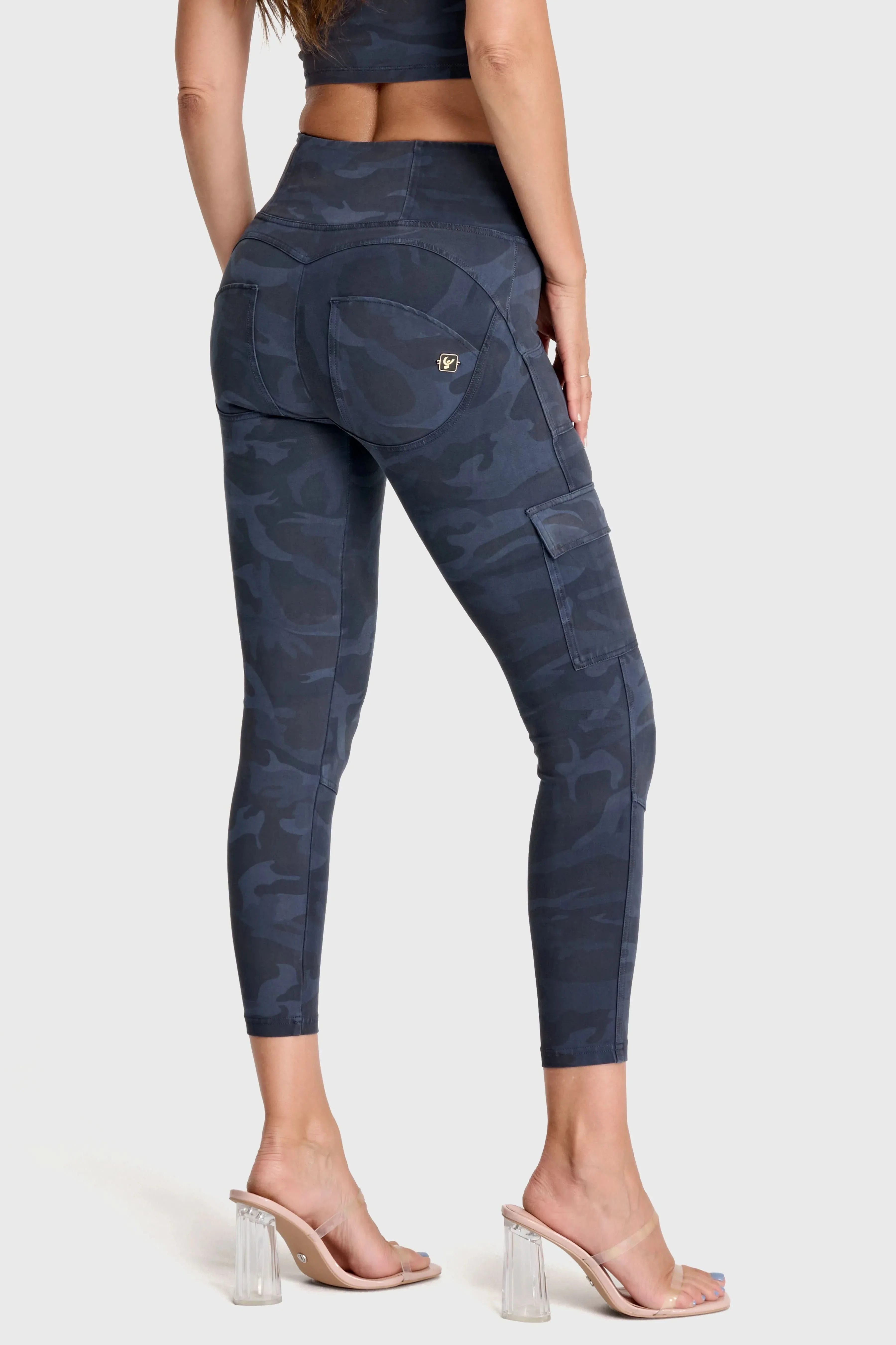 WRUP Cargo Fashion - High Waisted - 7/8 Length - Navy Blue Camo - Image 7