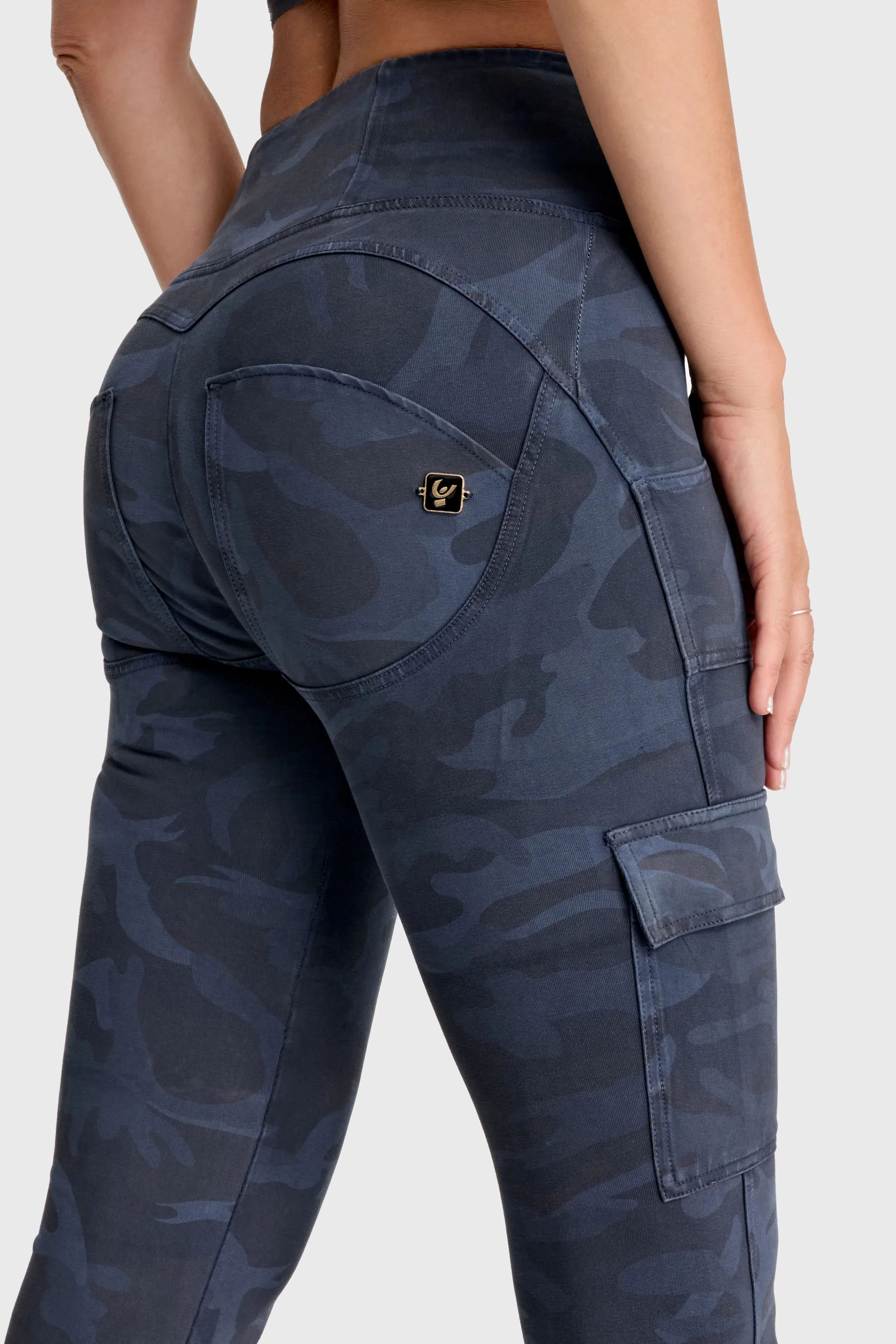 WRUP Cargo Fashion - High Waisted - 7/8 Length - Navy Blue Camo - Image 9