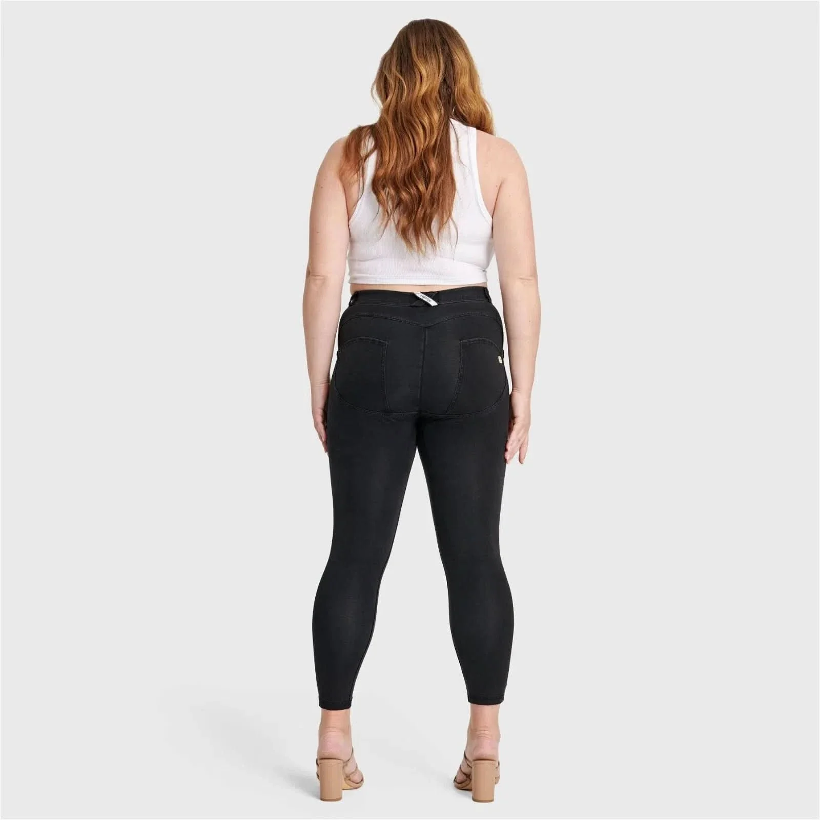 WRUP Curvy Denim - High Waisted - 7/8 Length - Black + Black Stitching - Image 5