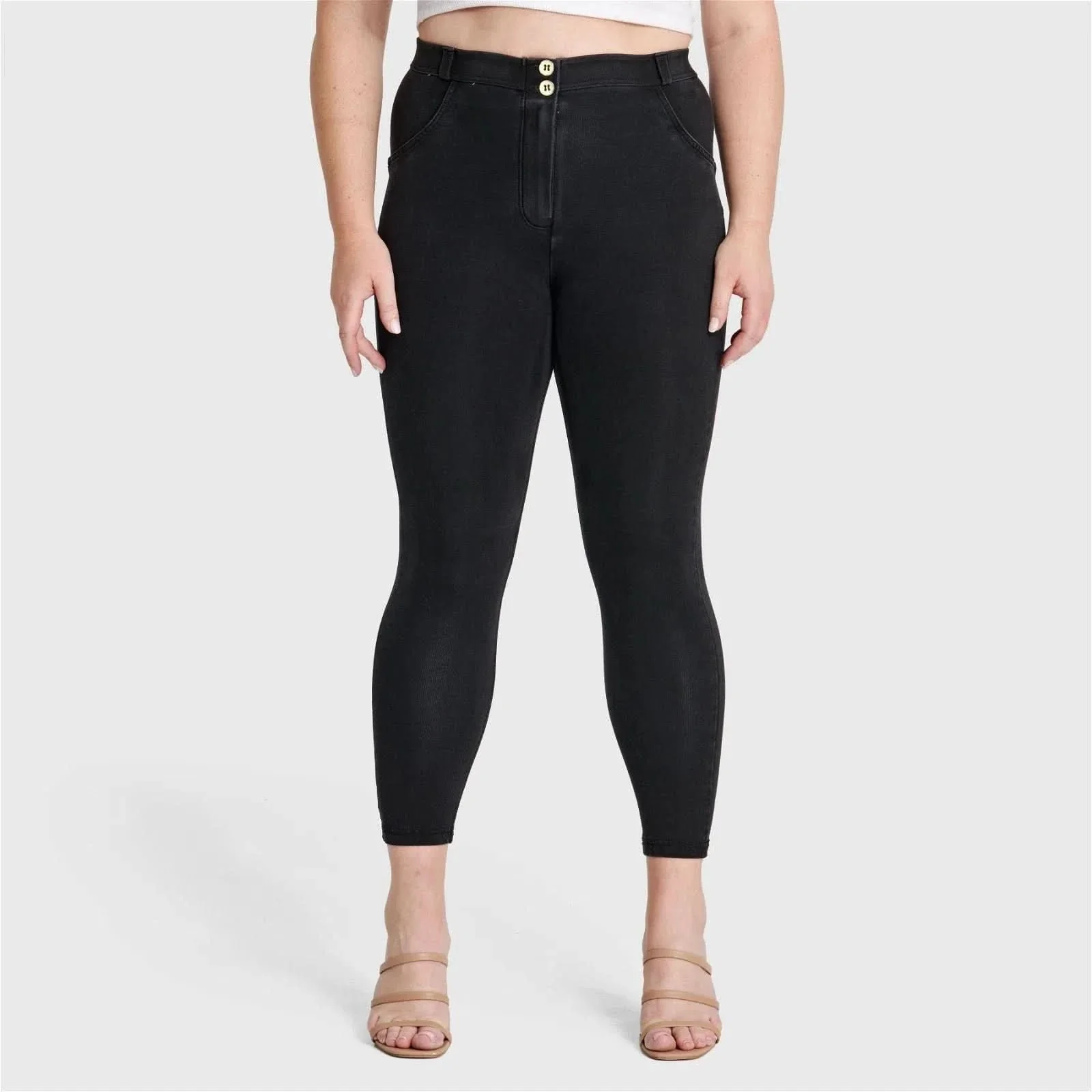 WRUP Curvy Denim - High Waisted - 7/8 Length - Black + Black Stitching - Image 6