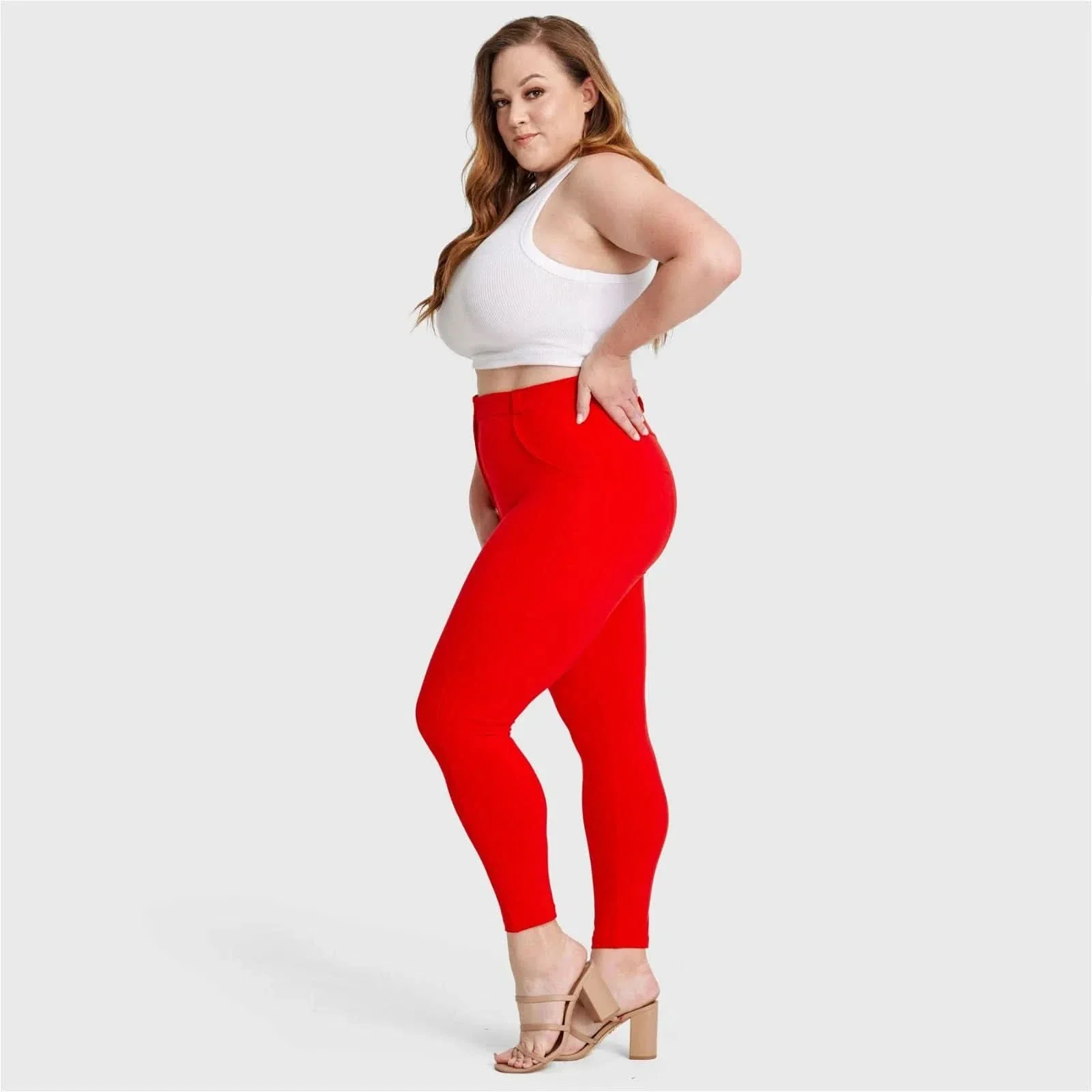WRUP Curvy Fashion - High Waisted - 7/8 Length - Red - Image 7