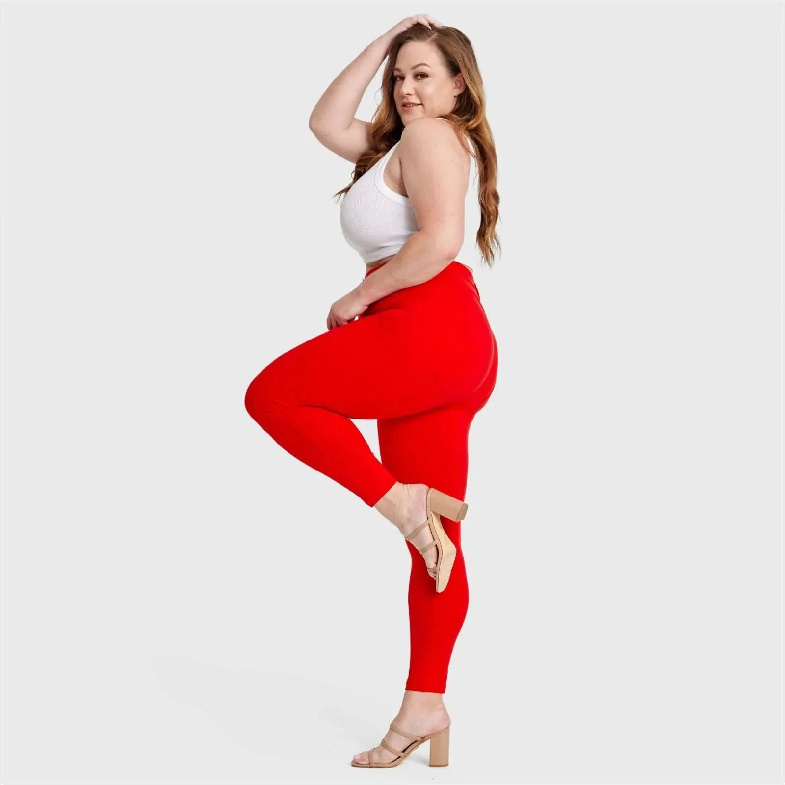 WRUP Curvy Fashion - High Waisted - 7/8 Length - Red - Image 8