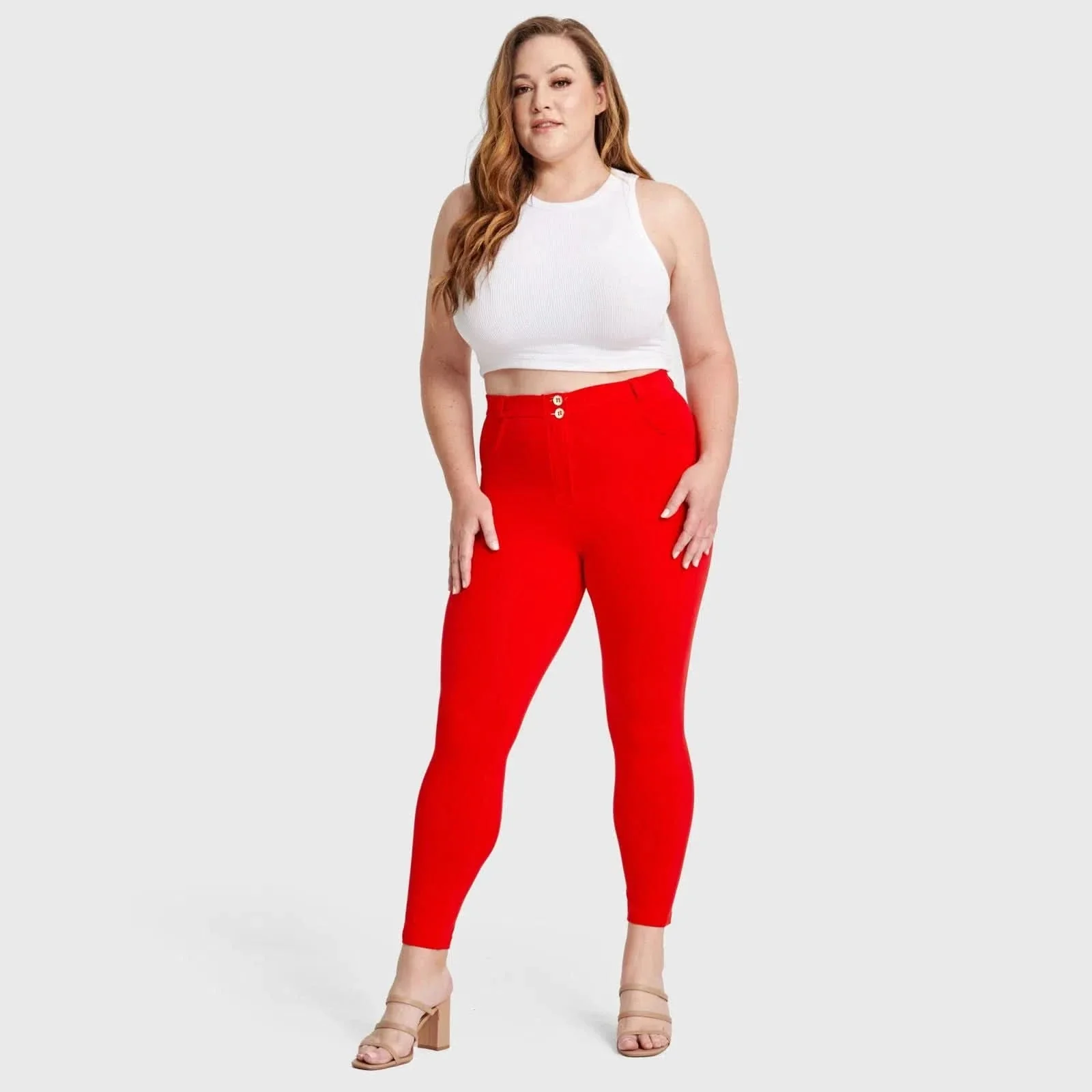 WRUP Curvy Fashion - High Waisted - Full Length - Red