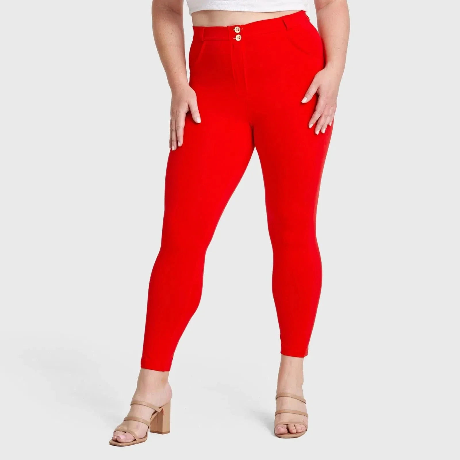 WRUP Curvy Fashion - High Waisted - Full Length - Red - Image 3