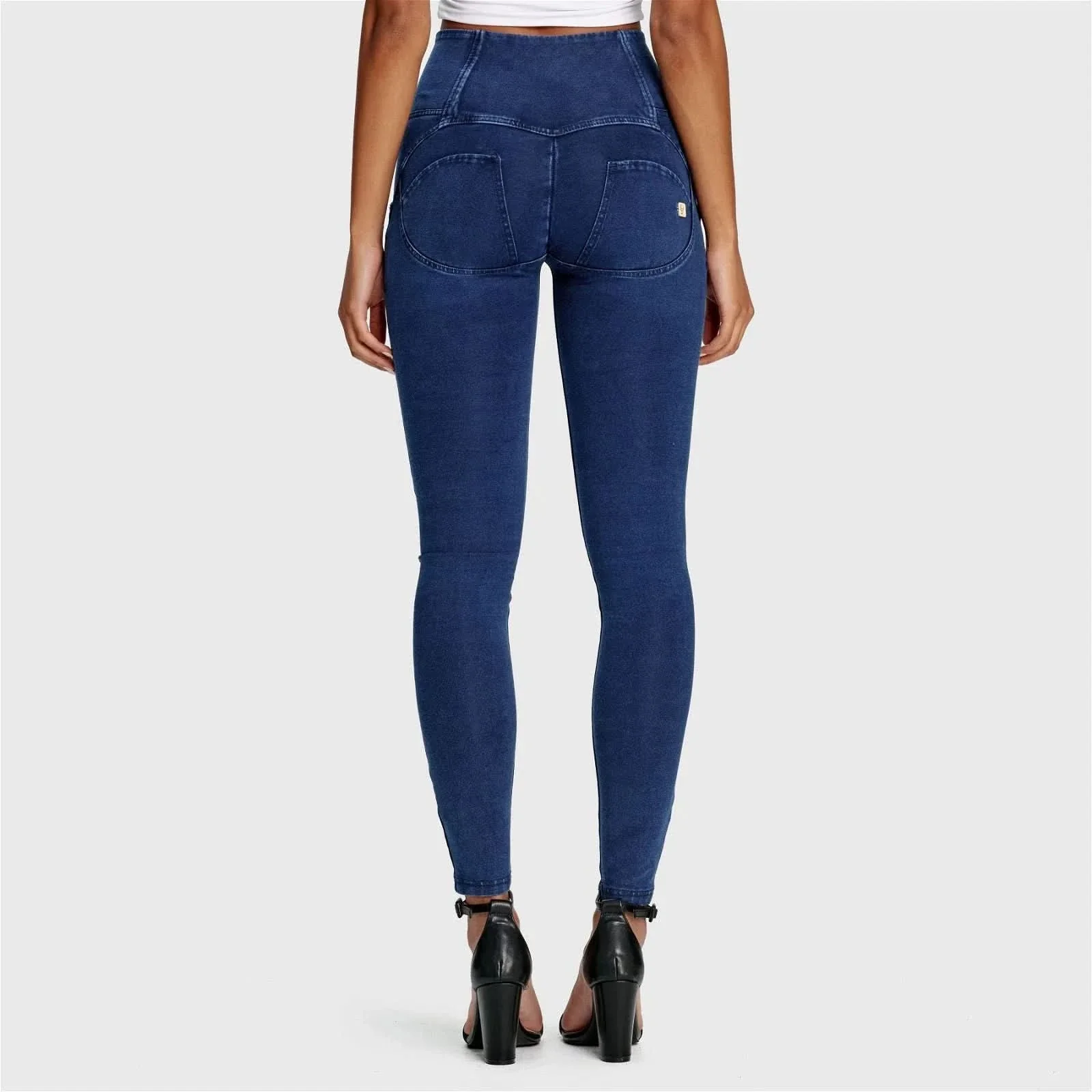 WRUP Denim - 3 Button High Waisted - Full Length - Dark Blue + Blue Stitching - Image 12