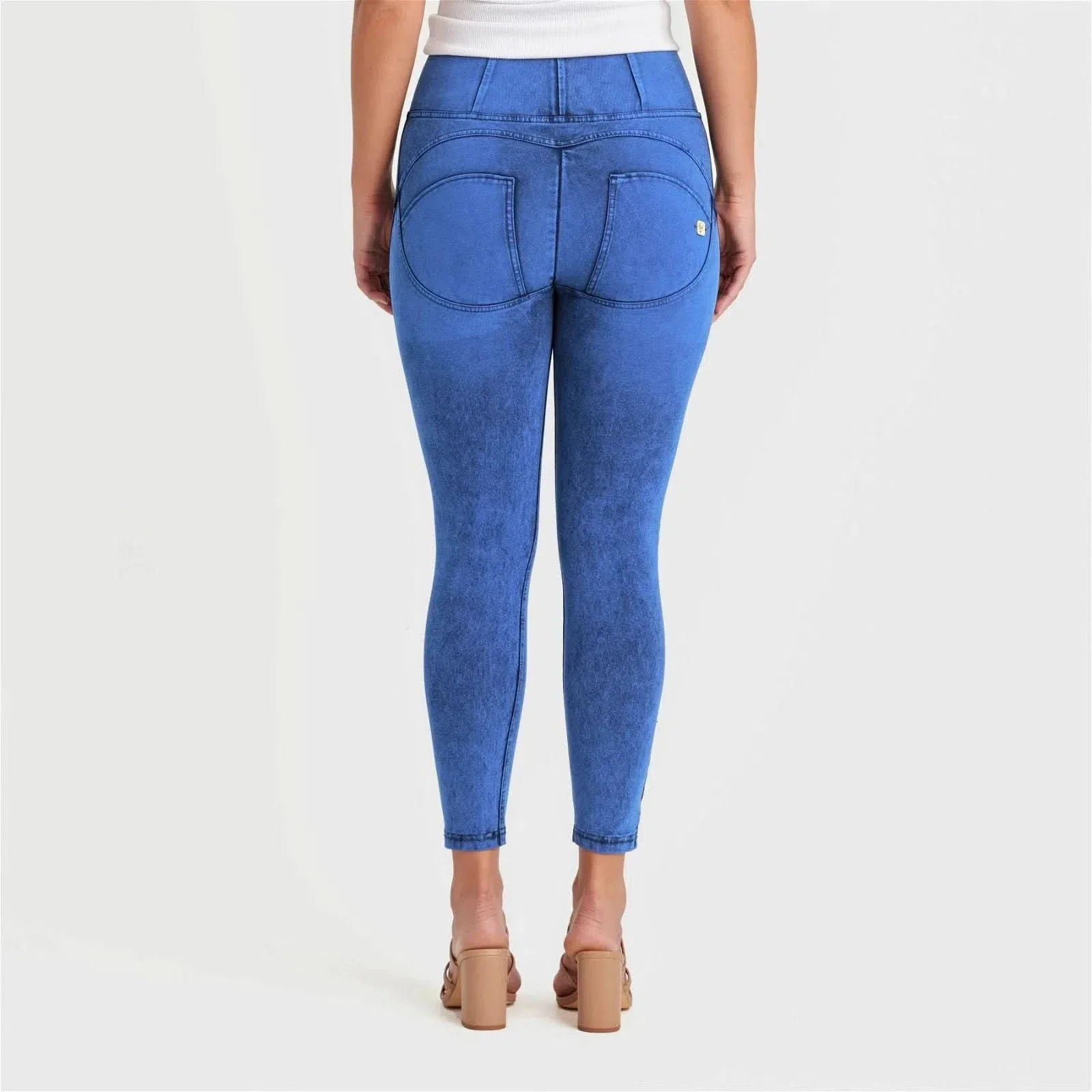 WRUP Denim - High Waisted - 7/8 Length - Cobalt Blue + Blue Stitching - Image 6