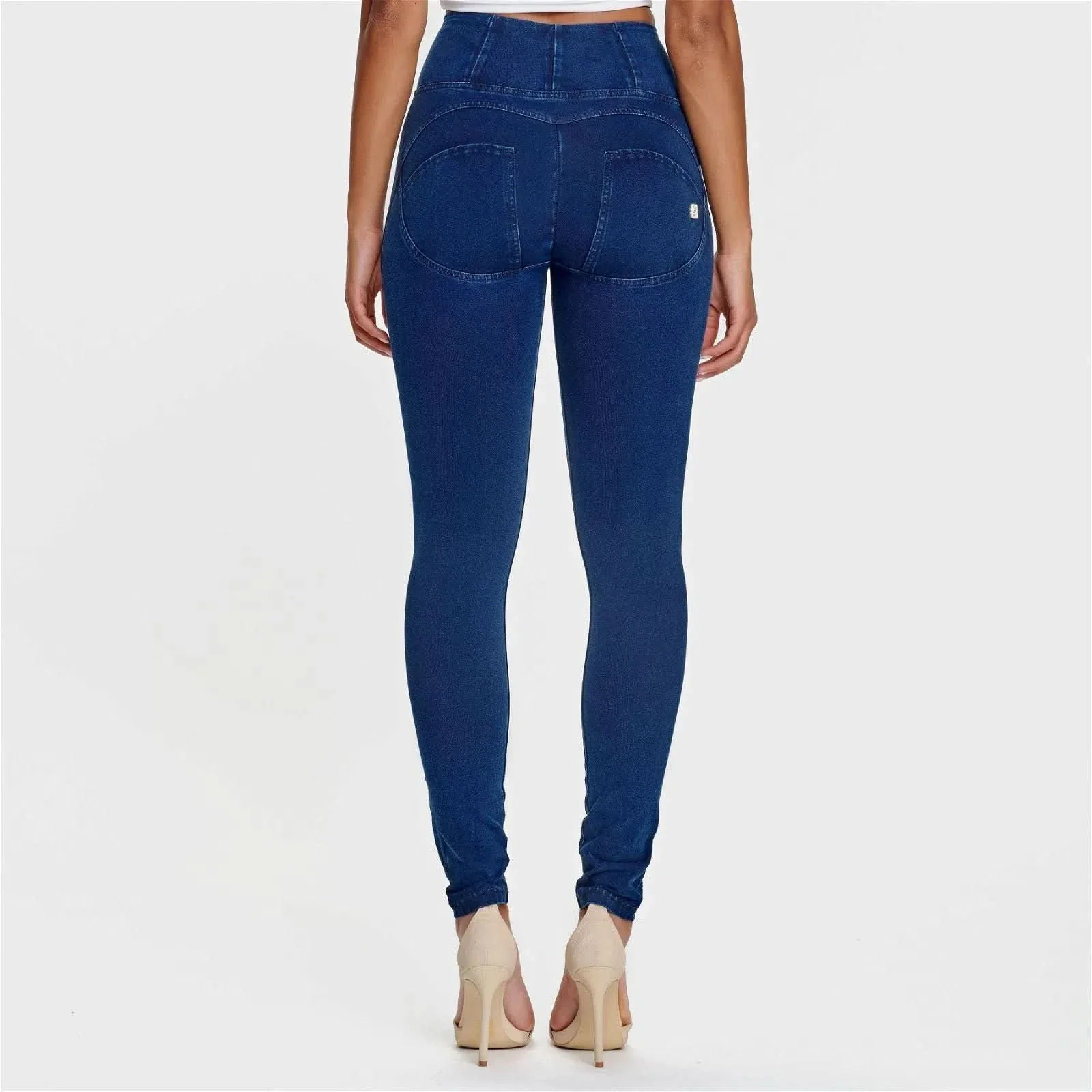 WRUP Denim - High Waisted - Full Length - Dark Blue + Blue Stitching - Image 8