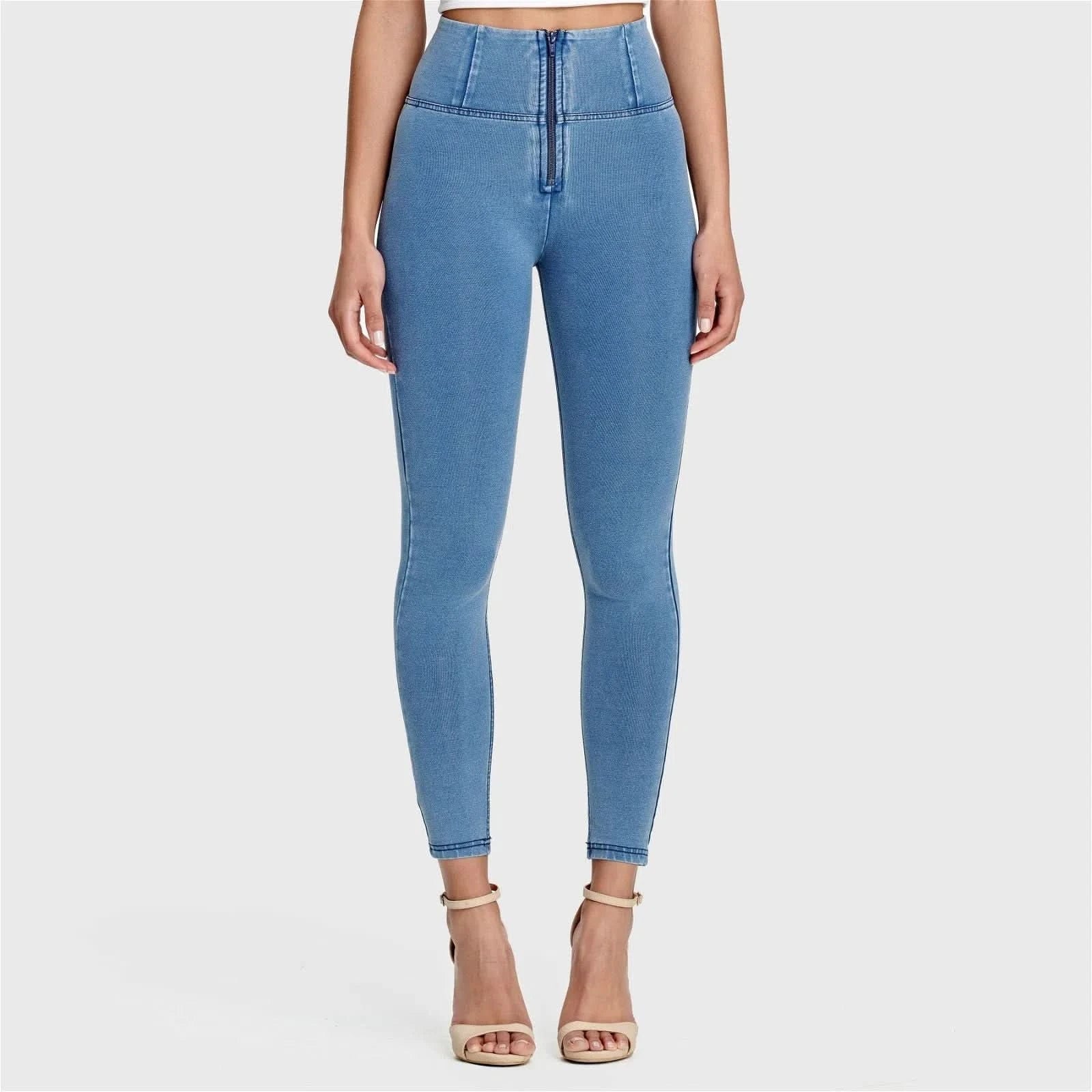 WRUP Denim - High Waisted - Full Length - Light Blue + Blue Stitching - Image 2