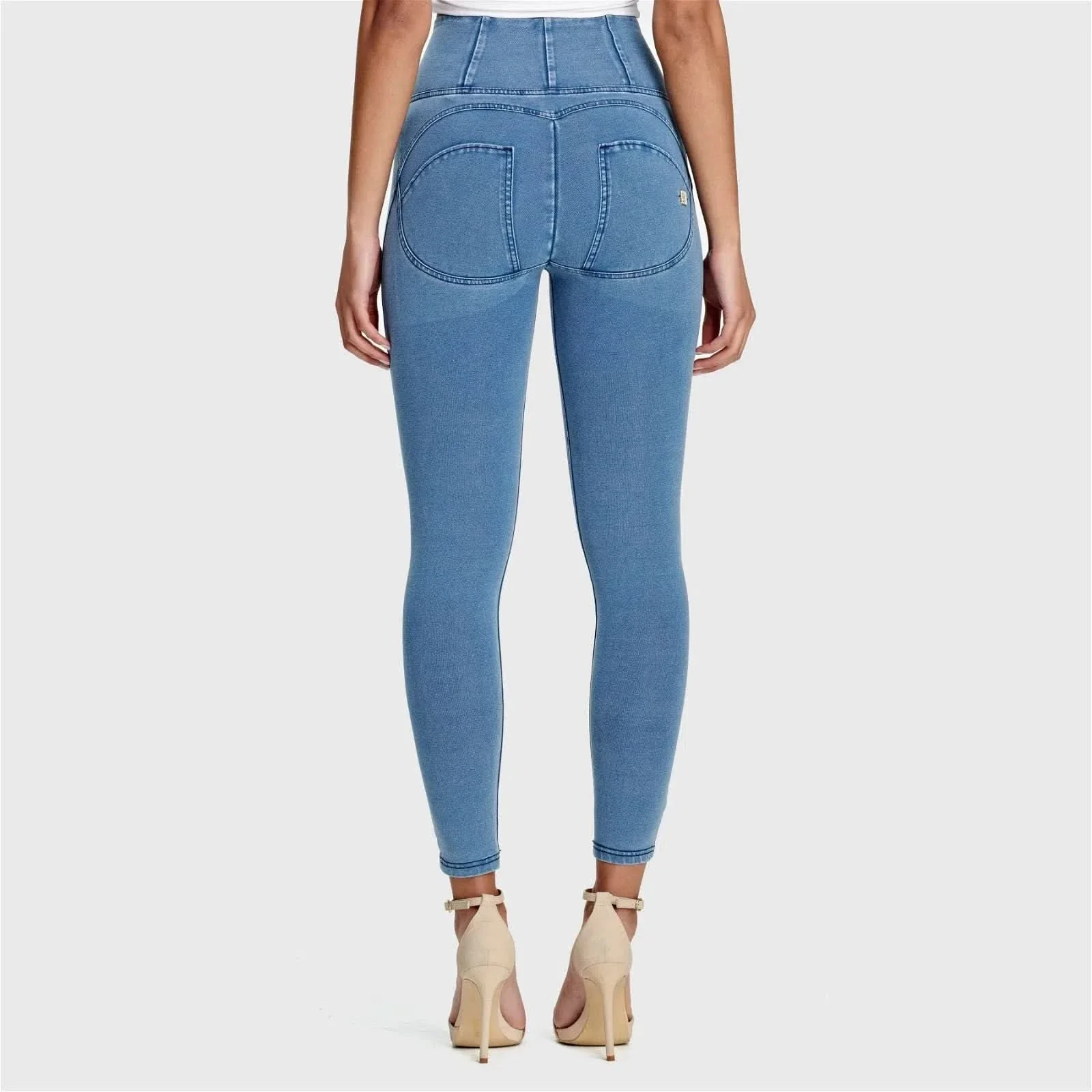 WRUP Denim - High Waisted - Full Length - Light Blue + Blue Stitching - Image 3