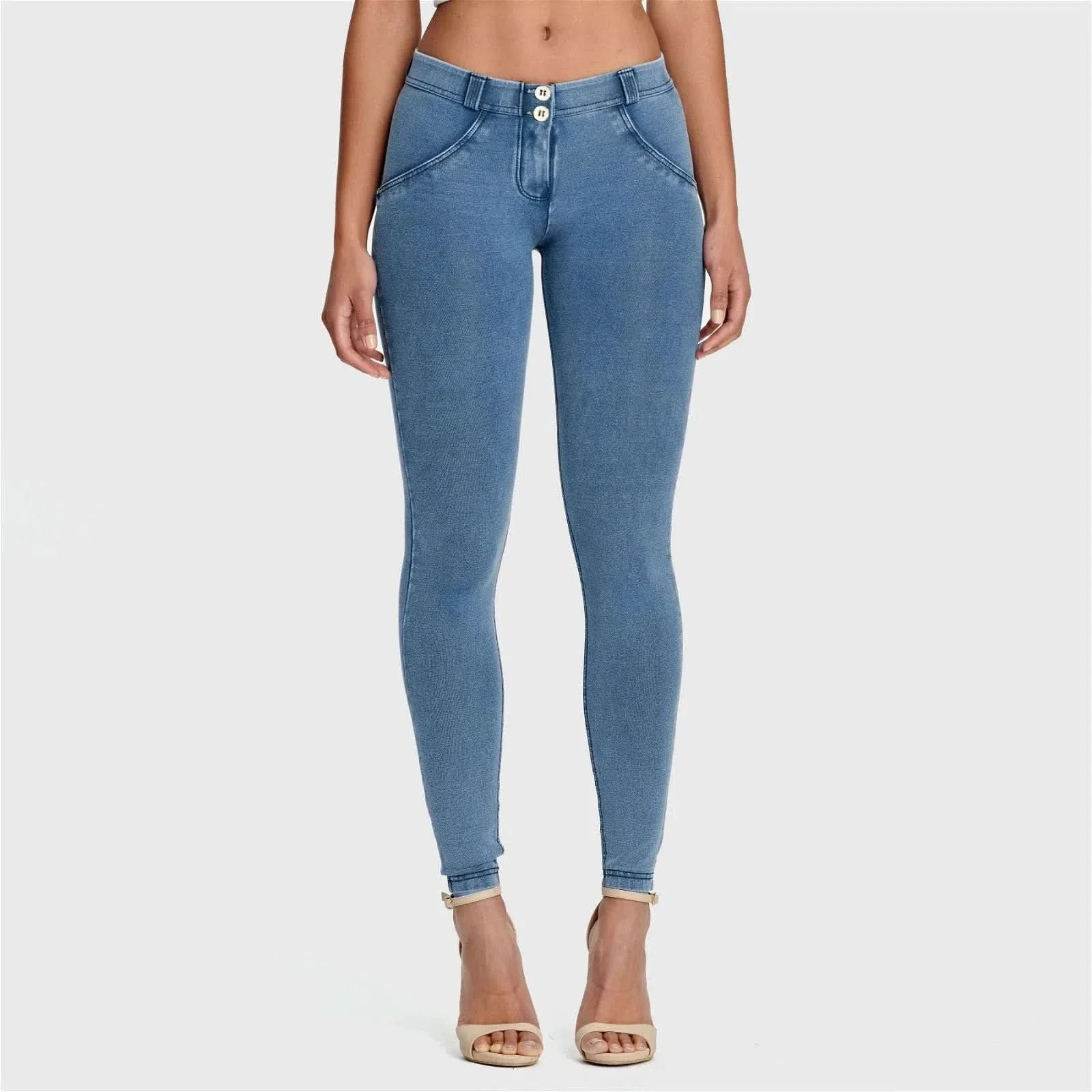 WRUP Denim - Mid Rise - 7/8 Length - Light Blue + Blue Stitching - Image 6