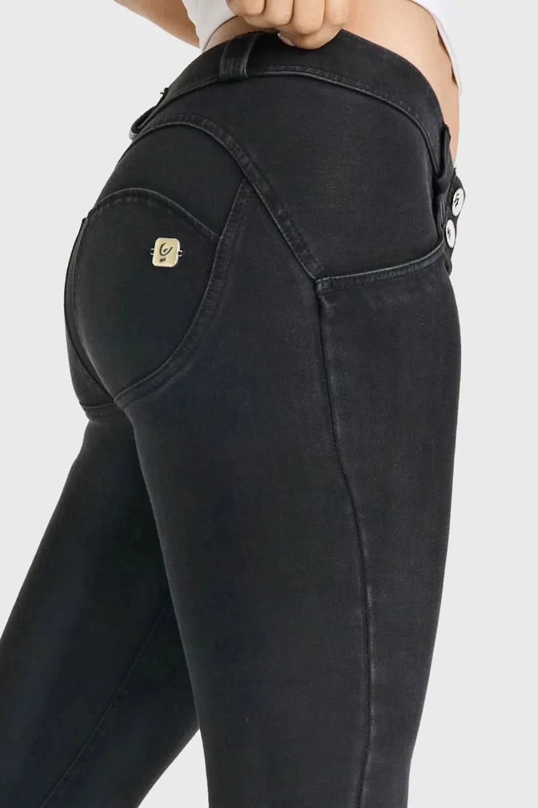 WRUP Denim - Low Rise - Full Length - Black + Black Stitching - Image 6