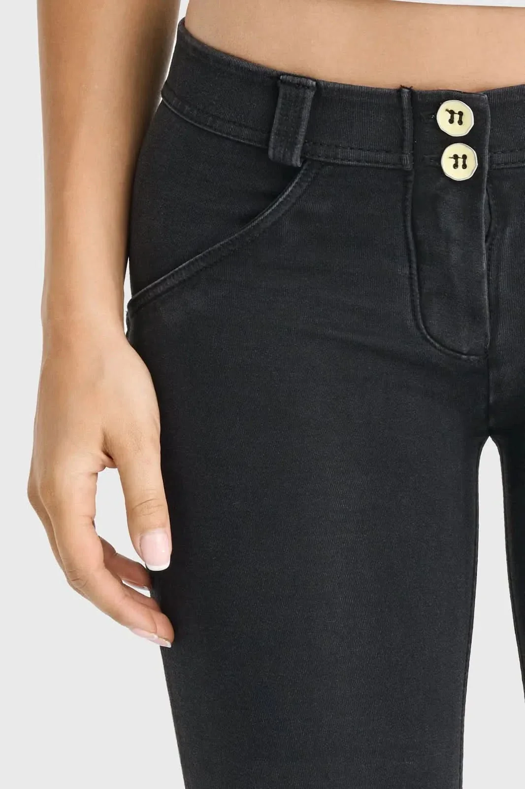 WRUP Denim - Low Rise - Full Length - Black + Black Stitching - Image 7