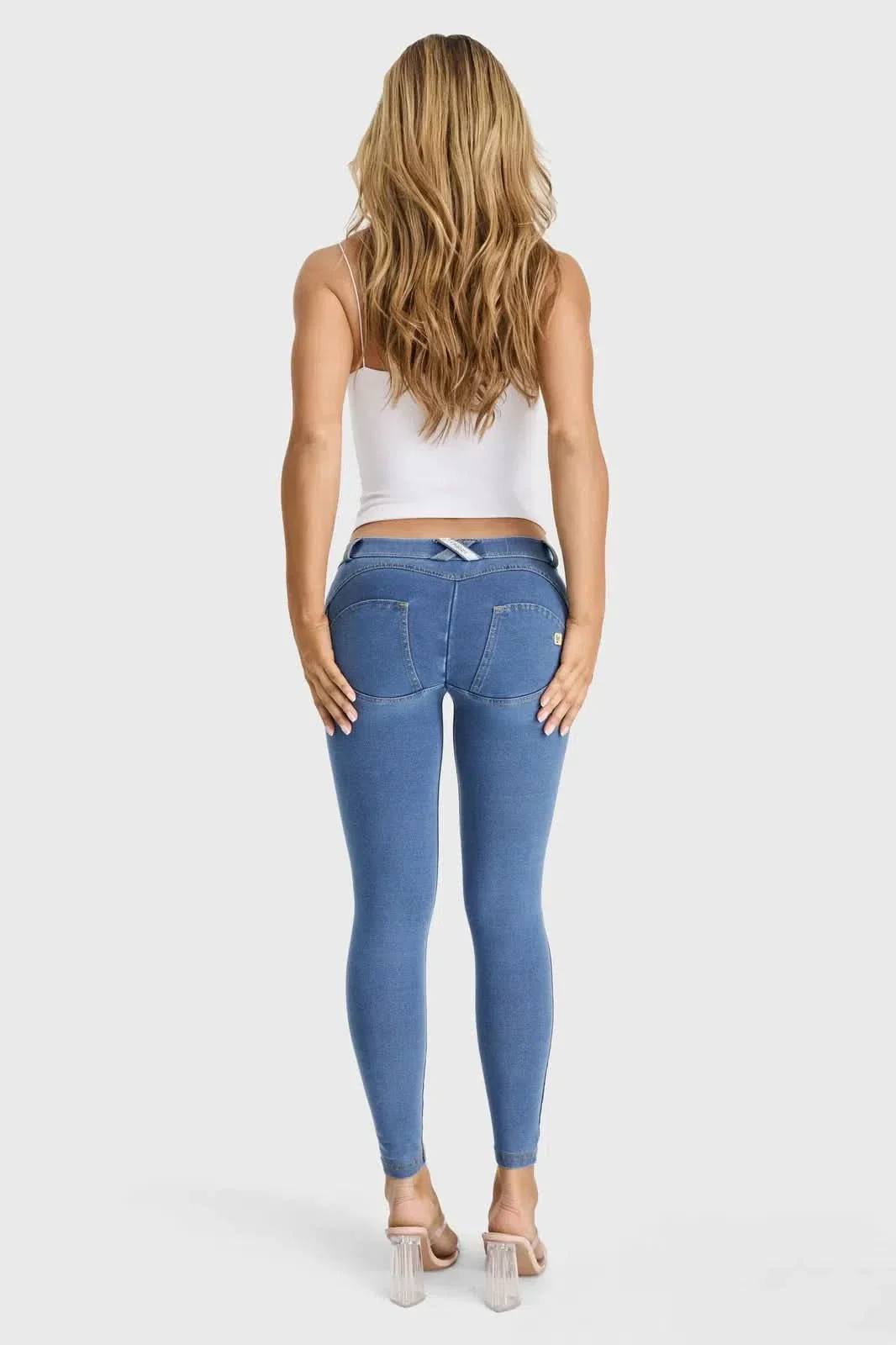 WRUP Denim - Low Rise - Full Length - Light Blue + Yellow Stitching - Image 3