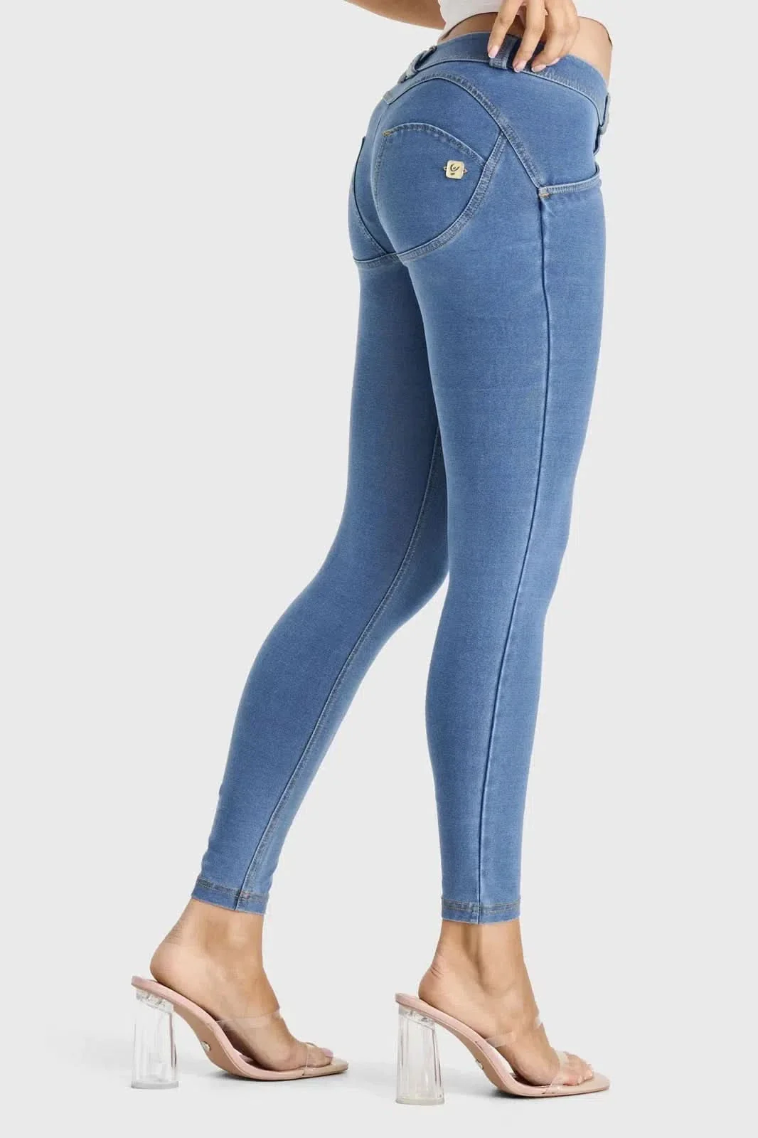 WRUP Denim - Low Rise - Full Length - Light Blue + Yellow Stitching - Image 6