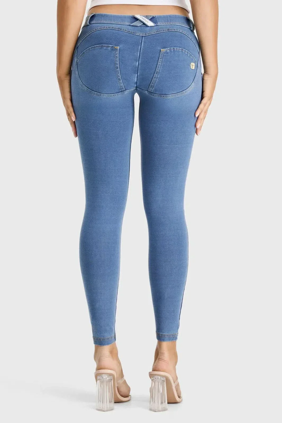 WRUP Denim - Low Rise - Full Length - Light Blue + Yellow Stitching - Image 7