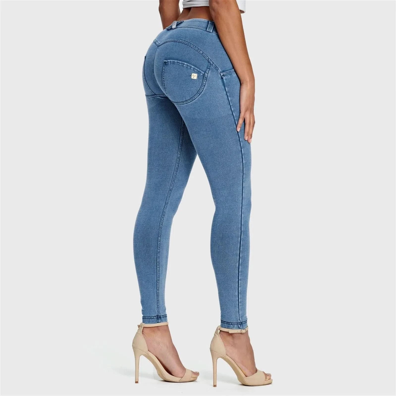 WRUP Denim - Mid Rise - Full Length - Light Blue + Blue Stitching - Image 4