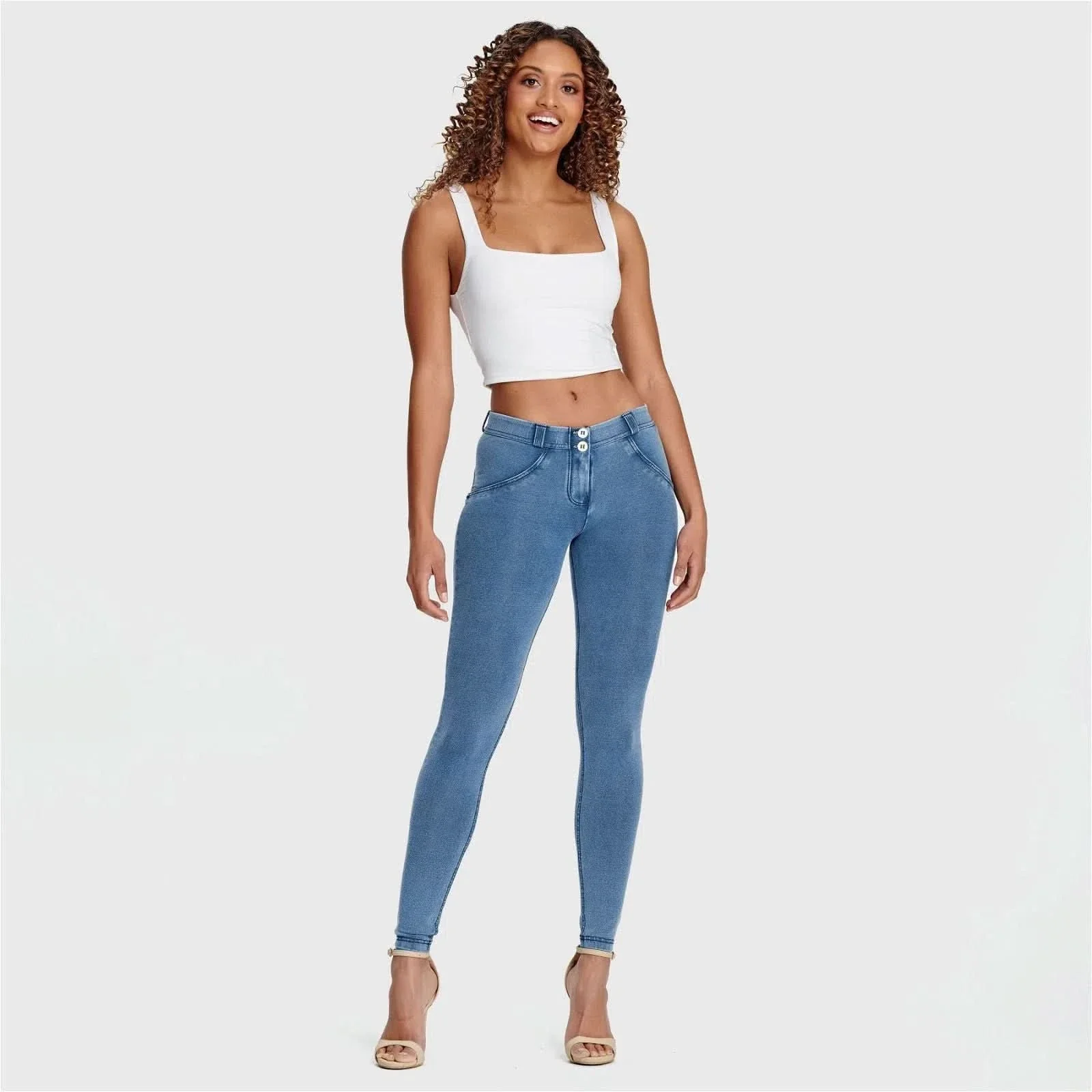 WRUP Denim - Mid Rise - Full Length - Light Blue + Blue Stitching - Image 6