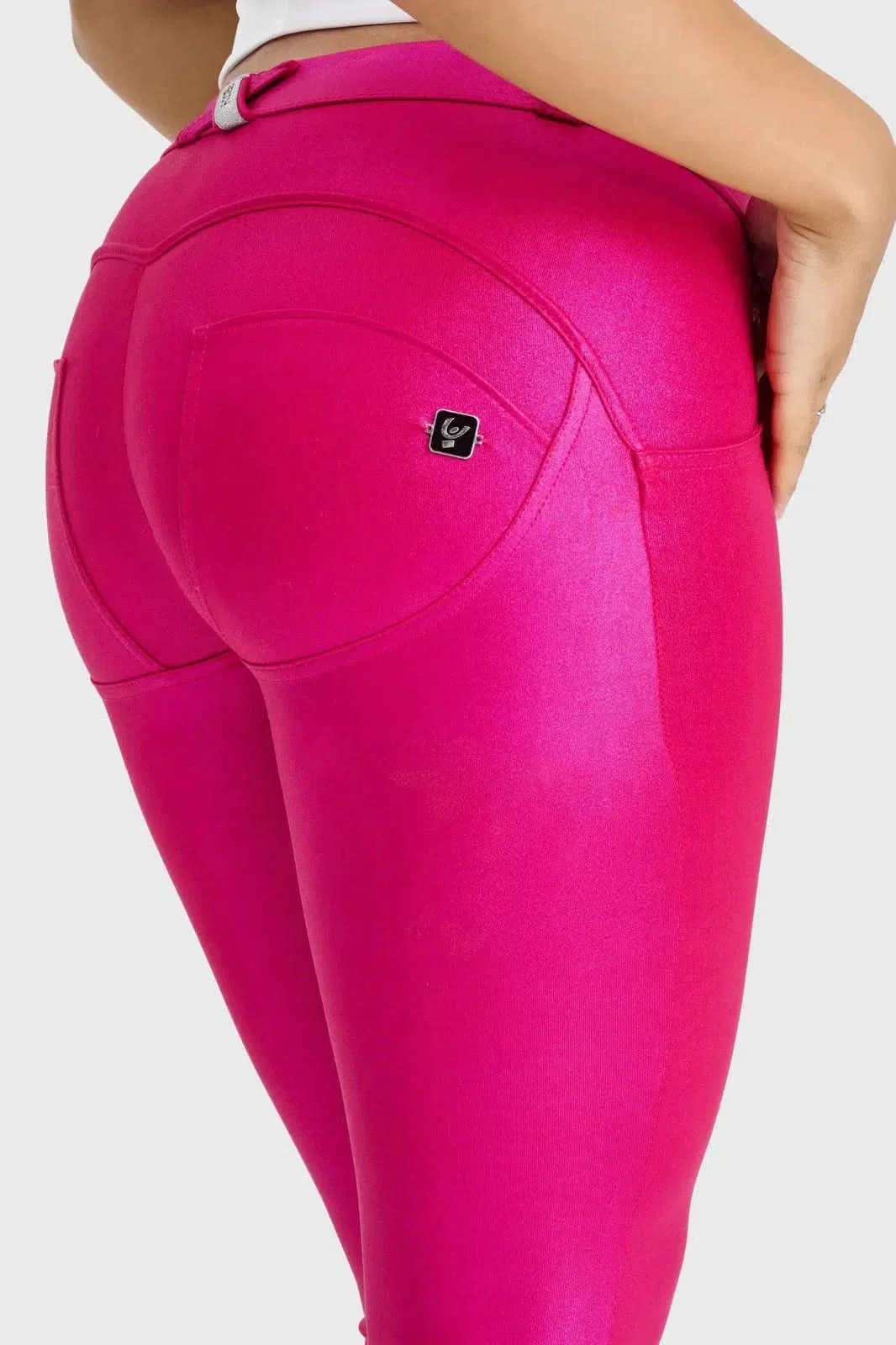 WRUP Luxe Shimmer Pants - Mid Rise - Full Length - Hot Pink - Image 7