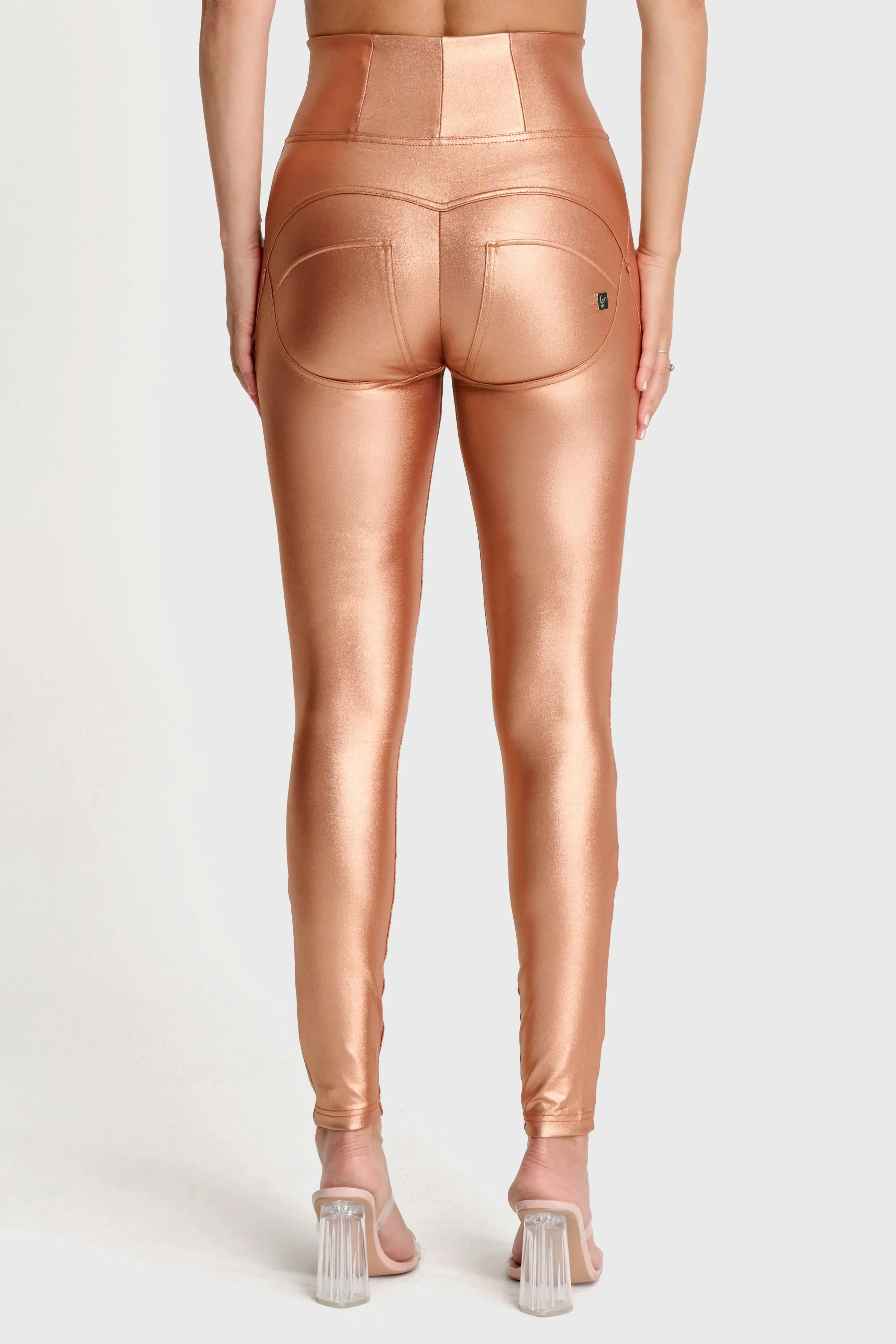 WRUP Luxe Shimmer Pants - Super High Waisted - Full Length - Rose Gold - Image 7