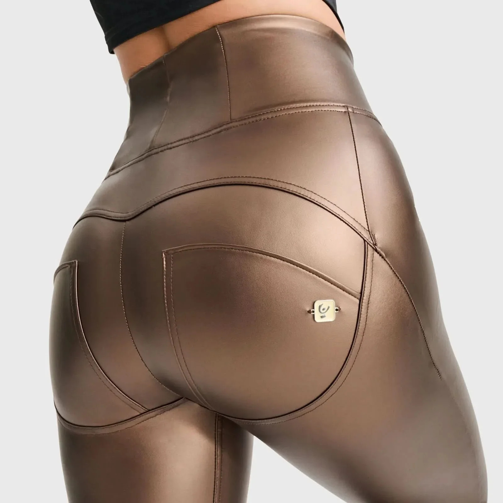 WRUP Faux Leather - Super High Waisted - Full Length - Bronze - Image 9