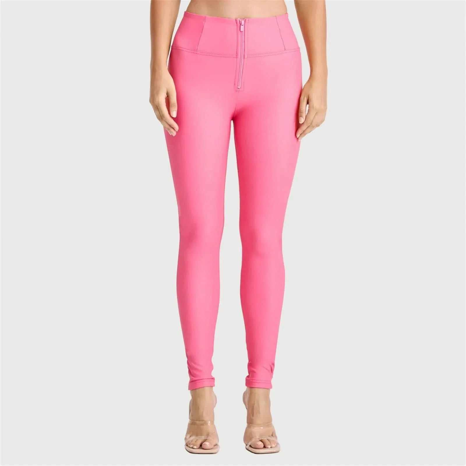 WRUP Faux Leather - High Waisted - Full Length - Candy Pink - Image 5