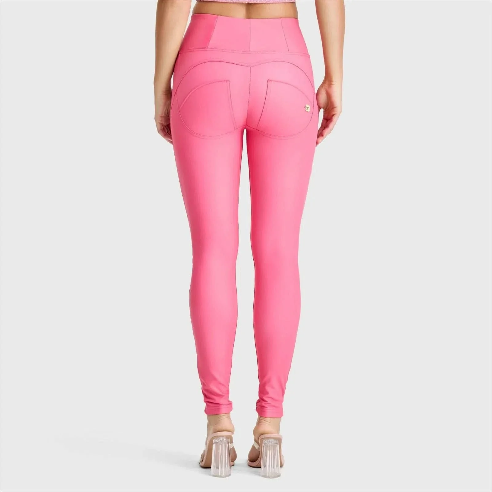 WRUP Faux Leather - High Waisted - Full Length - Candy Pink - Image 6