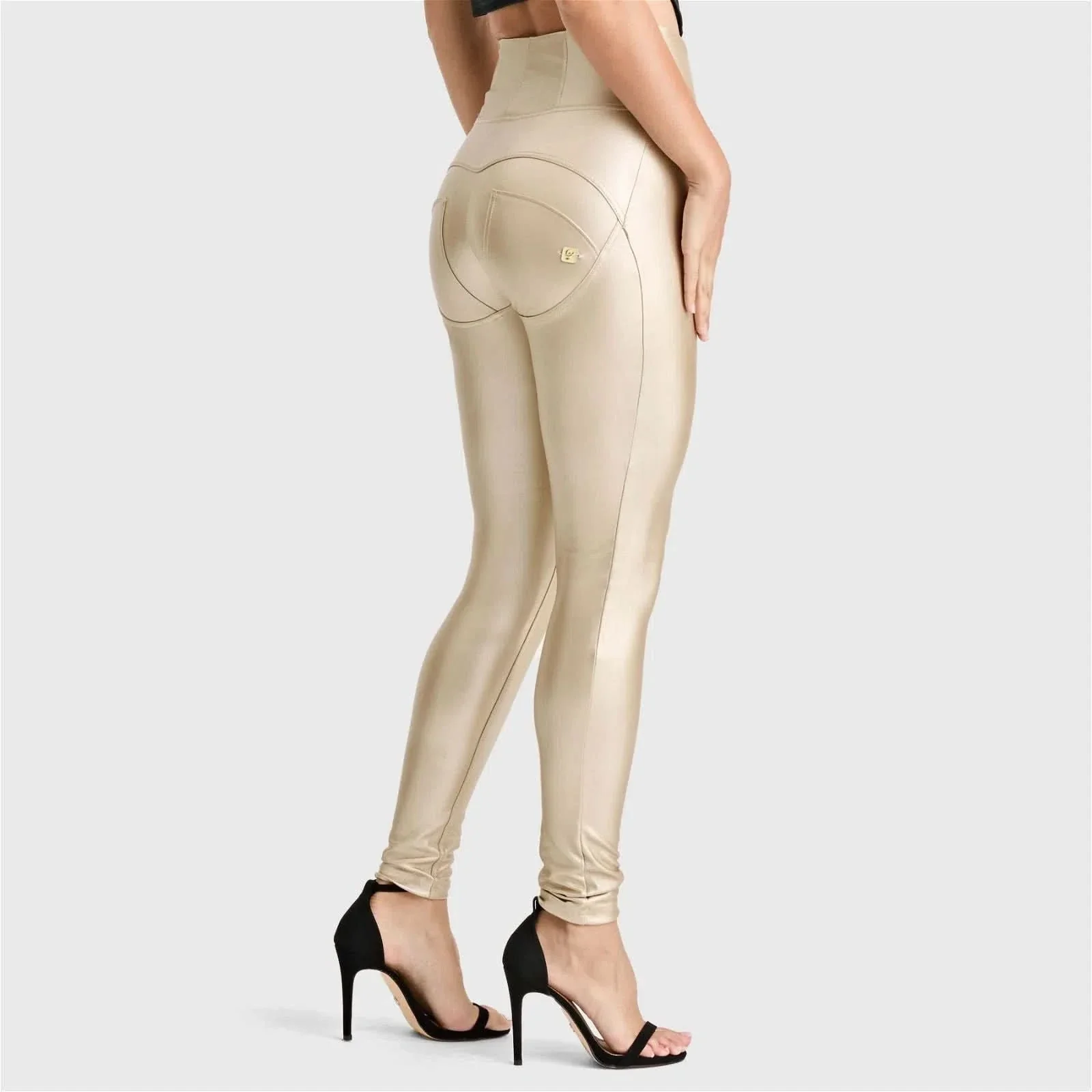 WRUP Faux Leather - Super High Waisted - Full Length - Gold - Image 3