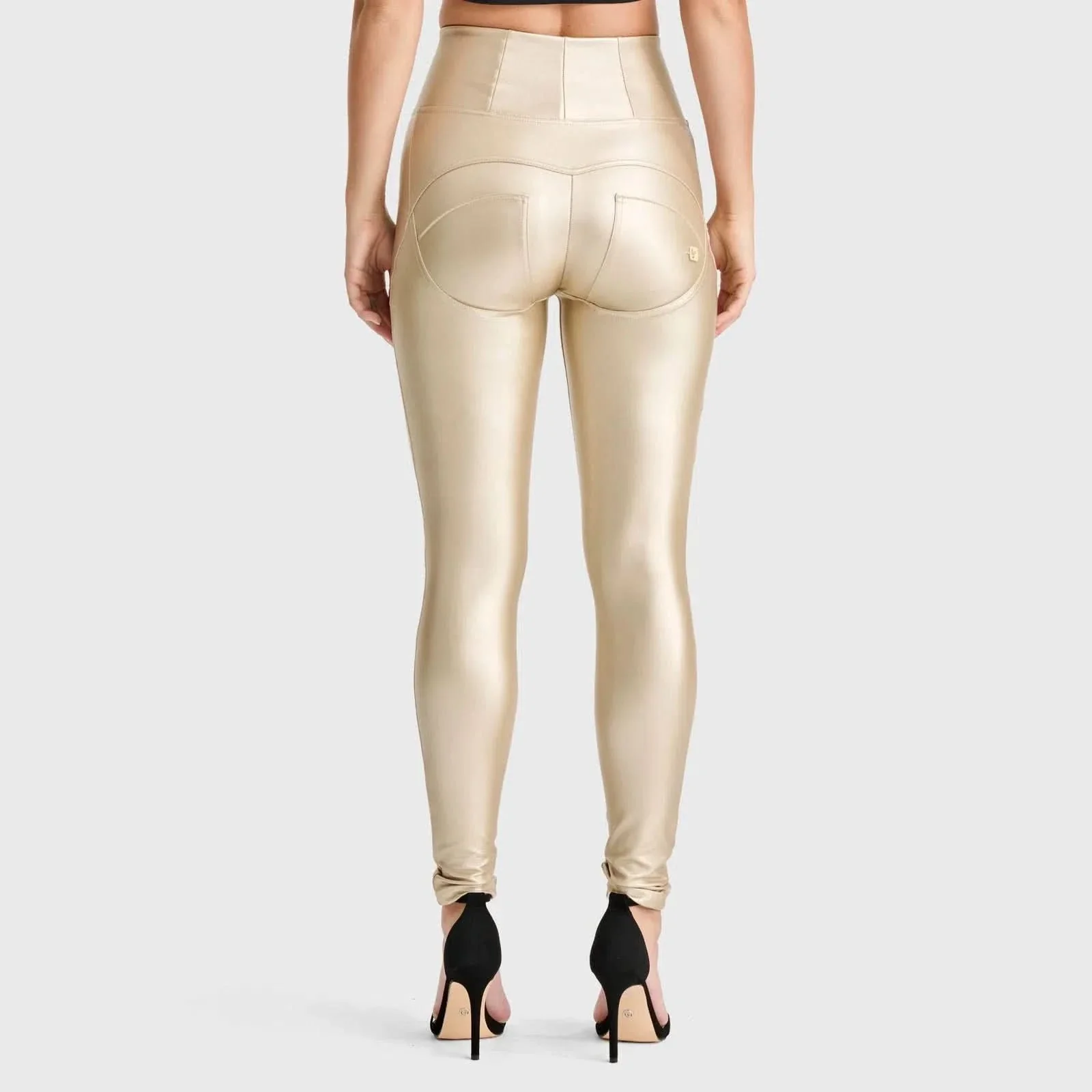 WRUP Faux Leather - Super High Waisted - Full Length - Gold - Image 4