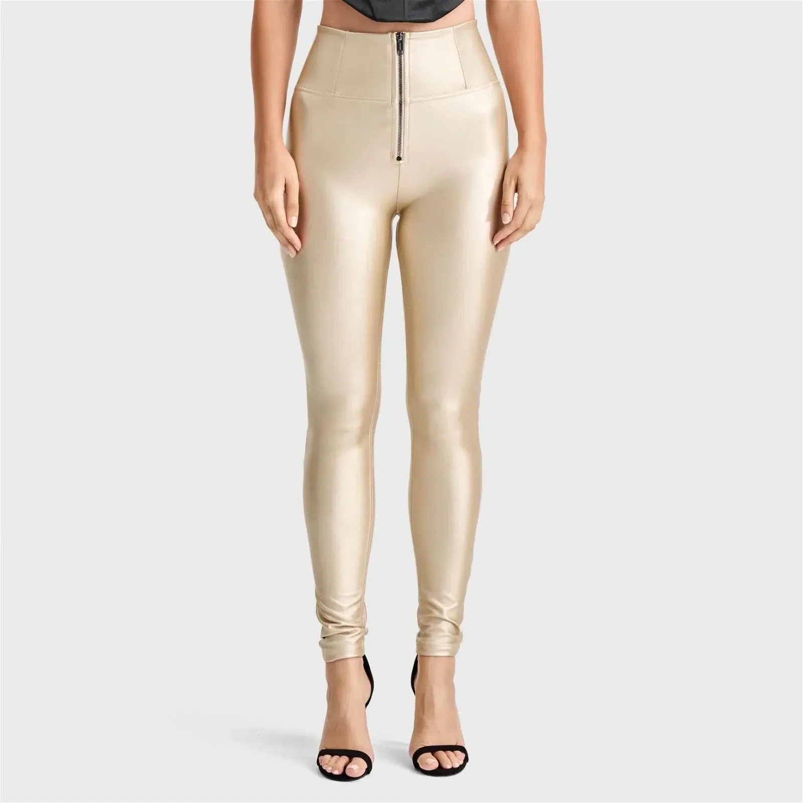 WRUP Faux Leather - Super High Waisted - Full Length - Gold - Image 5
