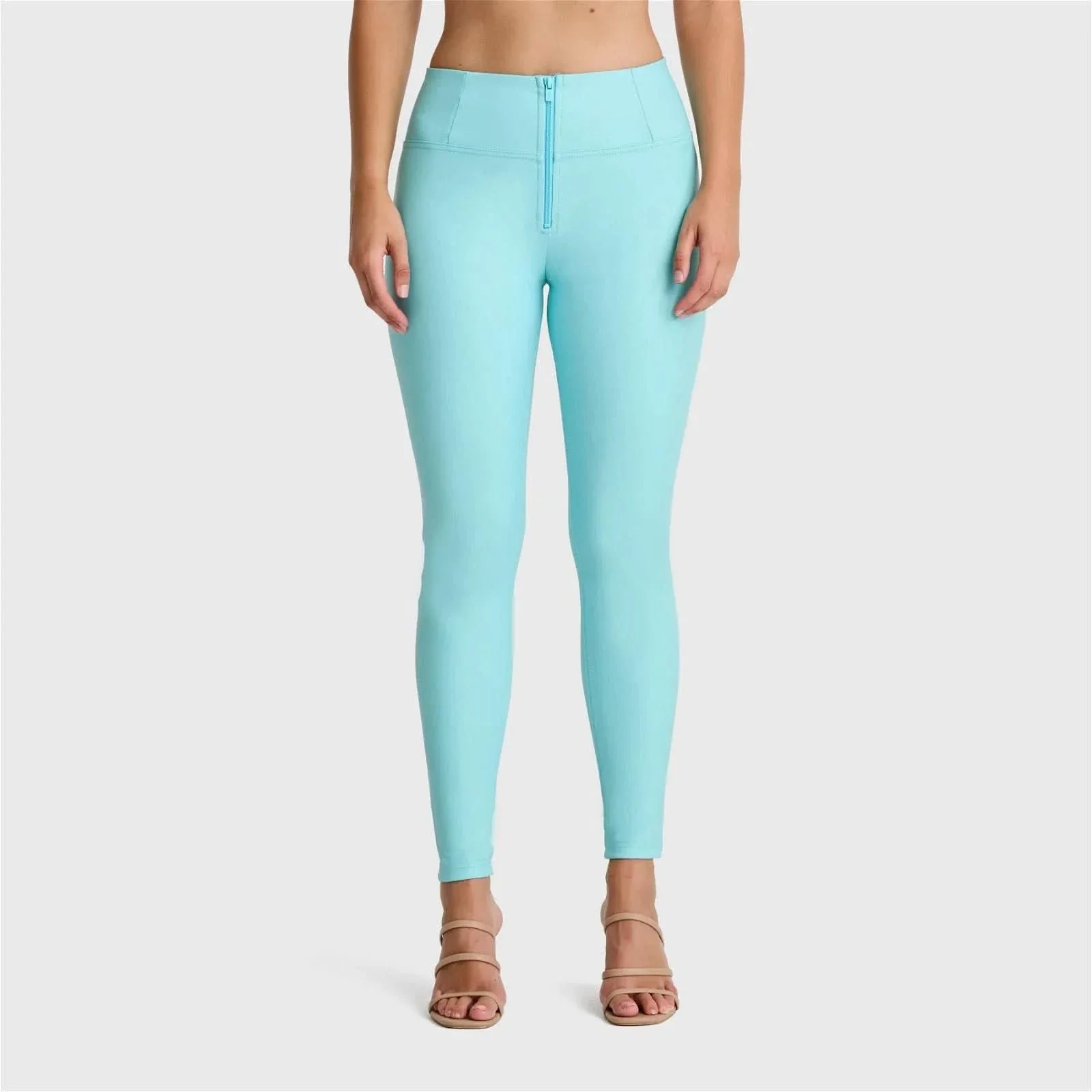 WRUP Faux Leather - High Waisted - Full Length - Sky Blue - Image 6