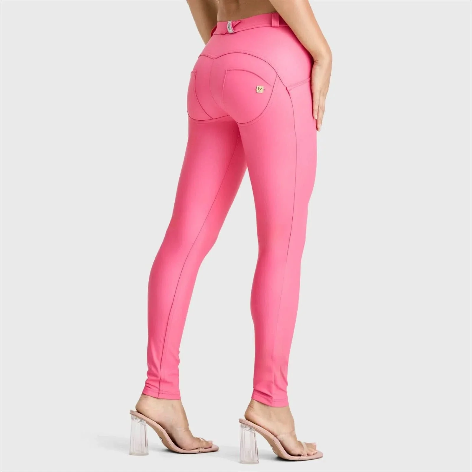 WRUP Faux Leather - Mid Rise - Full Length - Candy Pink - Image 3