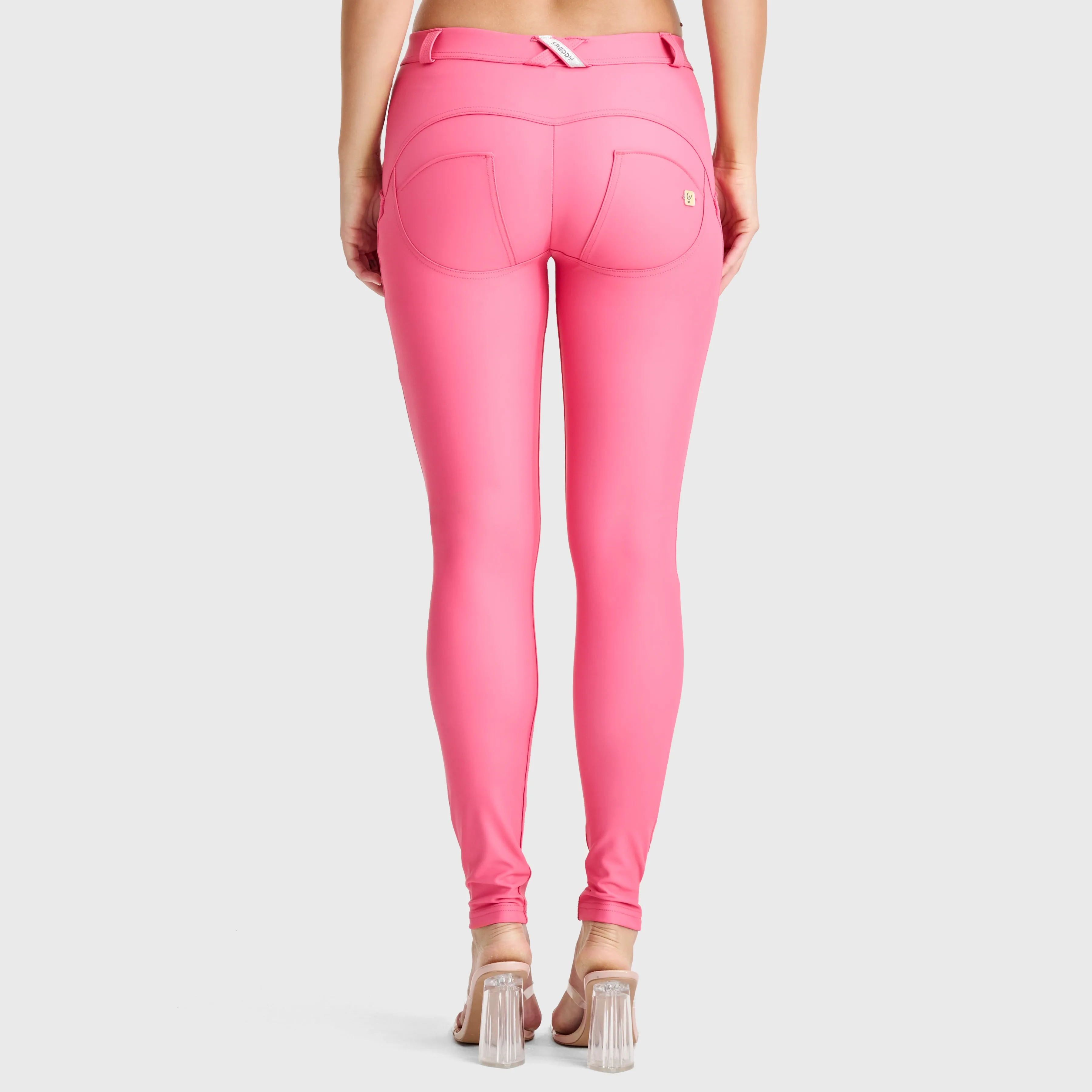 WRUP Faux Leather - Mid Rise - Full Length - Candy Pink - Image 4