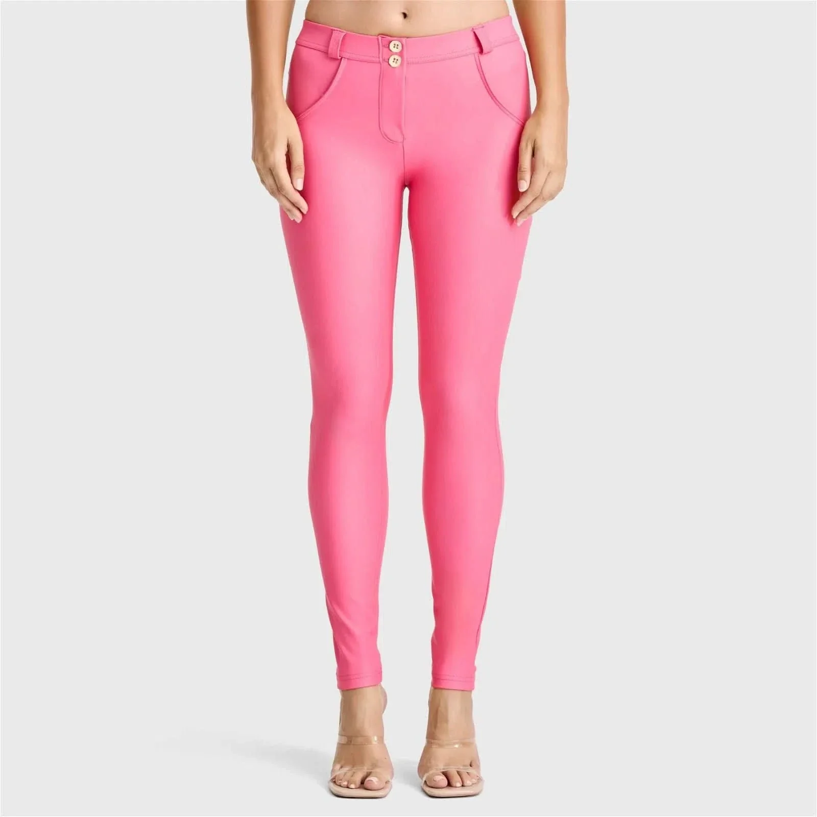 WRUP Faux Leather - Mid Rise - Full Length - Candy Pink - Image 5