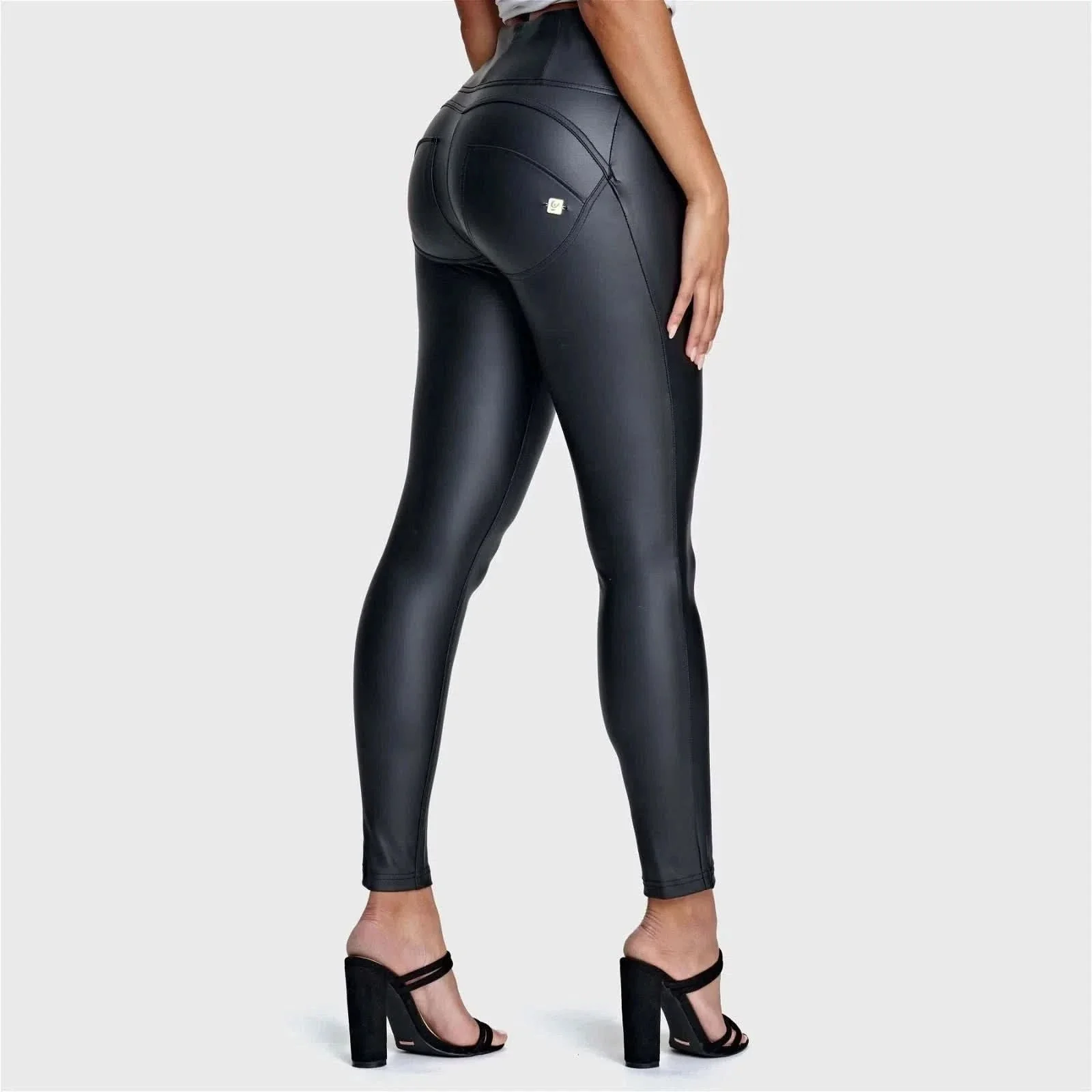 WRUP Faux Leather - High Waisted - Full Length - Black - Image 6