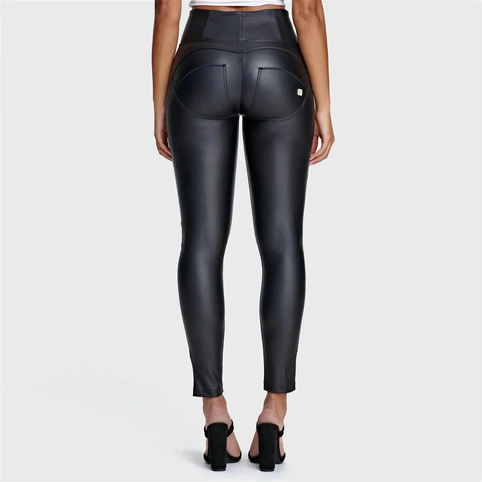 WRUP Faux Leather - High Waisted - Full Length - Black - Image 7