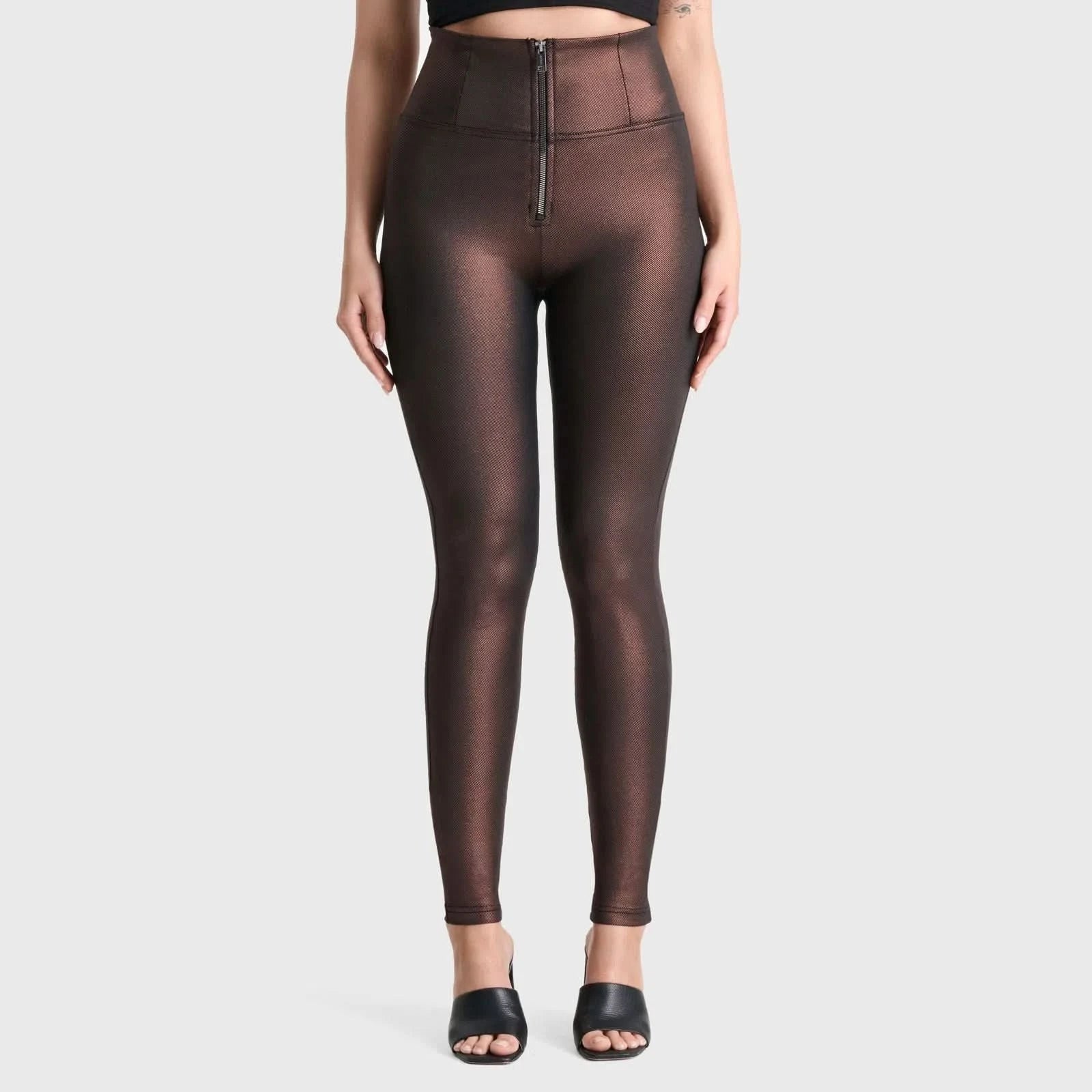 WRUP Luxe Shimmer Pants - Super High Waisted - Full Length - Bronze - Image 3